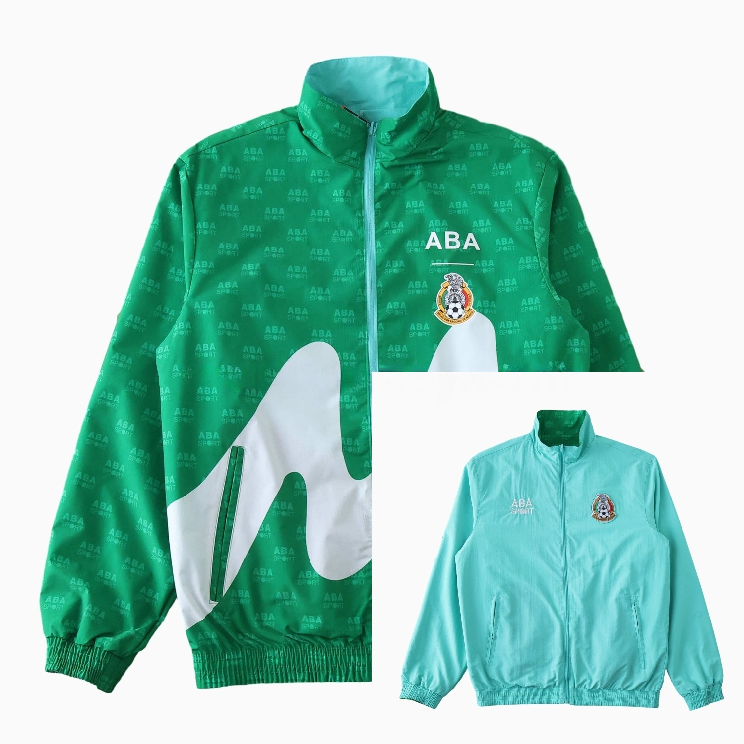 Retro Mexico 1995 Retro Style Double Sided Reversible Windbreaker - Green & Blue - UnitedFutballJersey