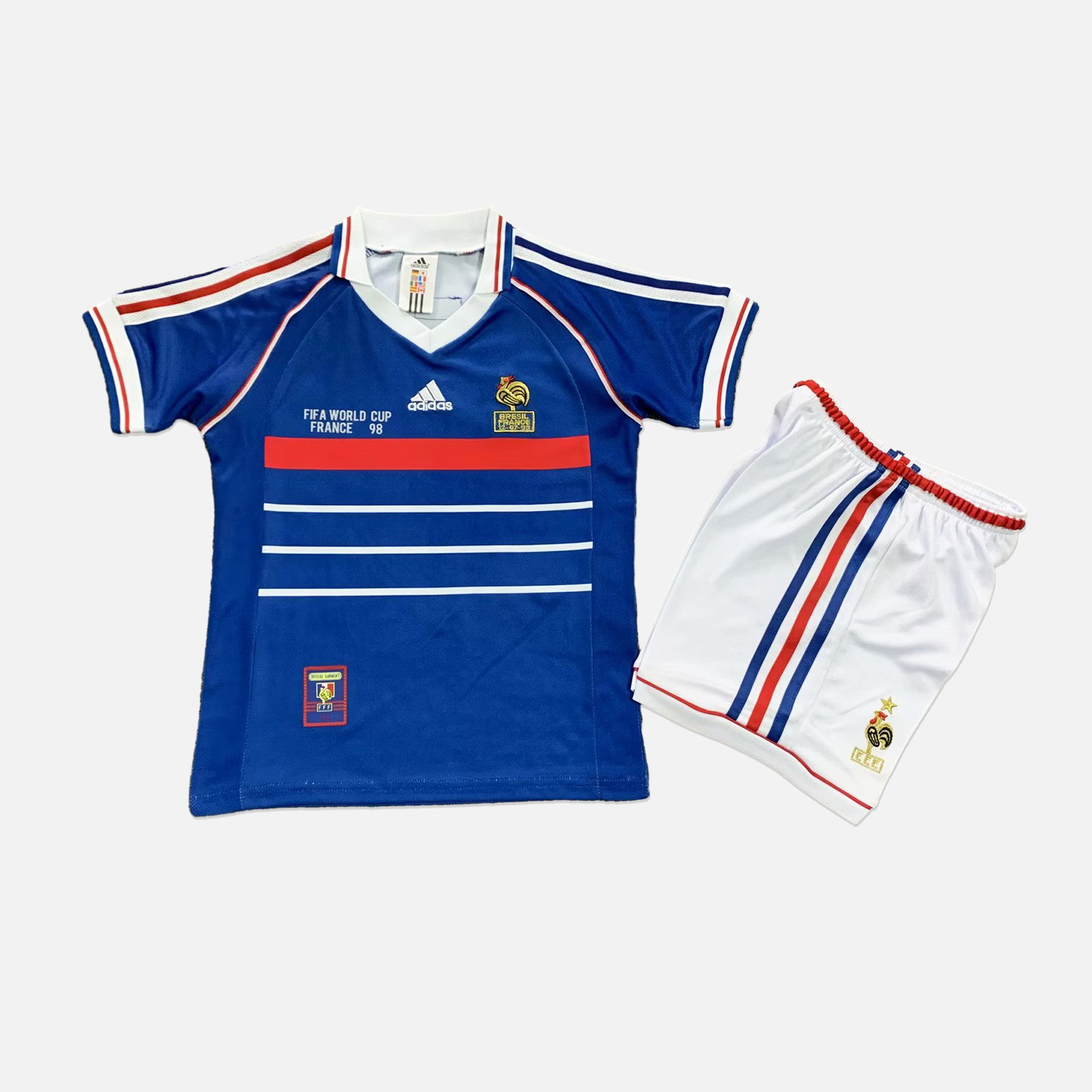 Retro France 1998 Home Stadium Kids Kit - UnitedFutballJersey