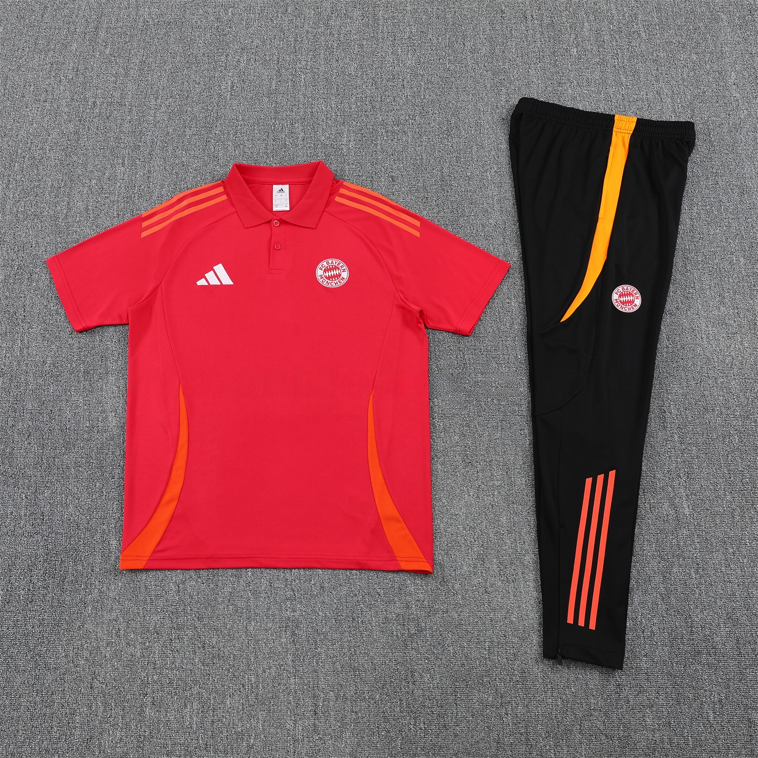 Bayern Munich 25-26 POLO Short-Sleeve Training Set - Red Top and Black Pants - UnitedFutballJersey