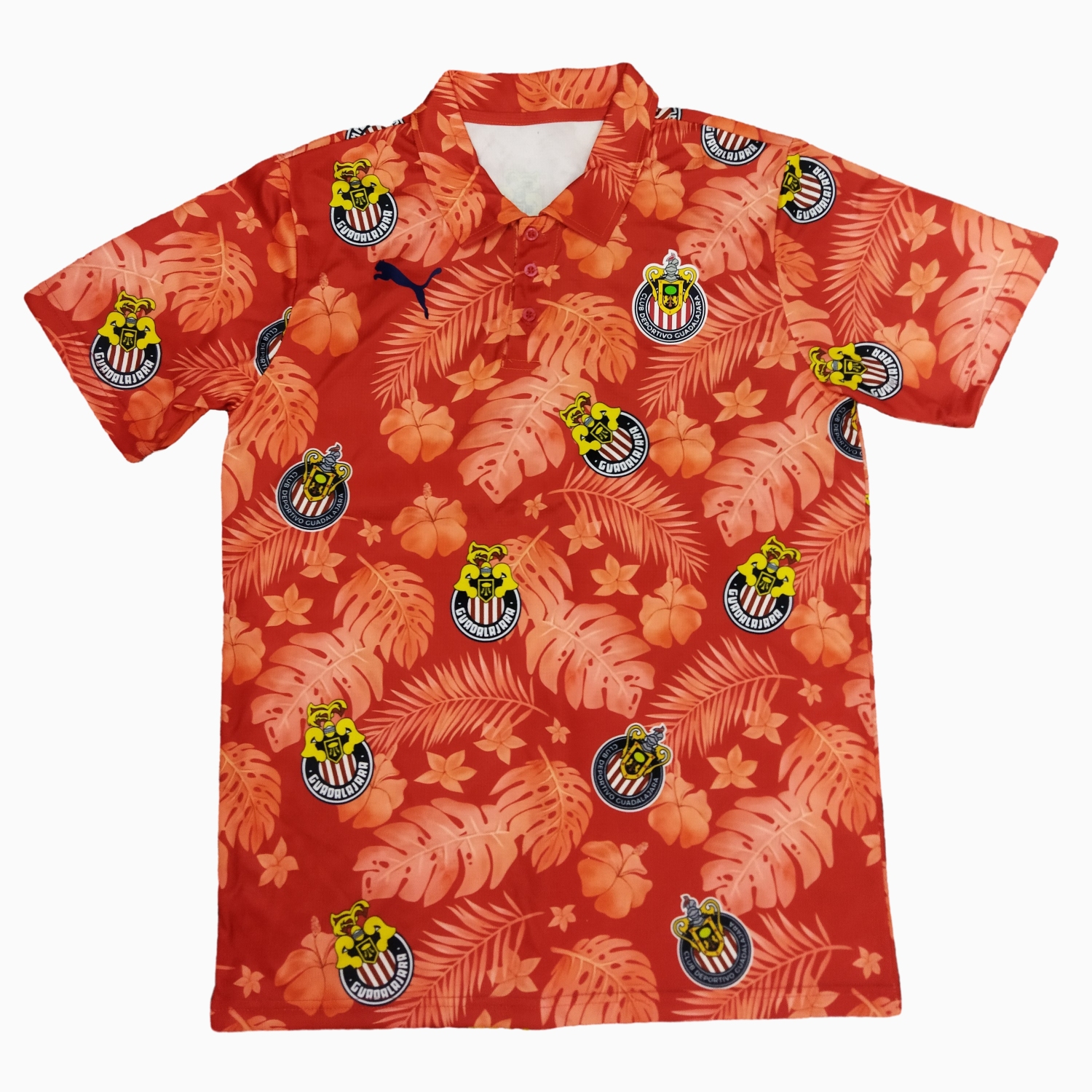 Chivas de Guadalajara 24-25 Red Flower Pattern Polo Shirts - UnitedFutballJersey