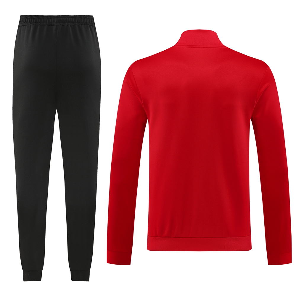 Manchester United 24-25 Jacket Training Tracksuit - Red Top and Black Pants - UnitedFutballJersey