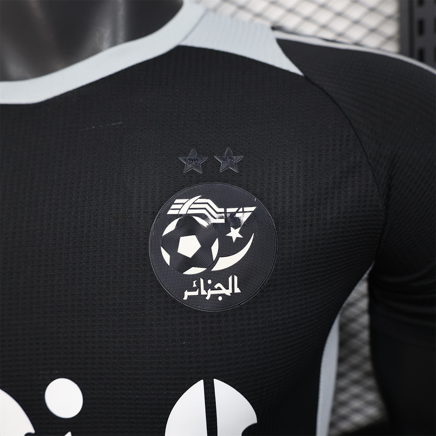 Algeria 25-26 Pure Black with White Chest Text Jersey - Player Version - UnitedFutballJersey