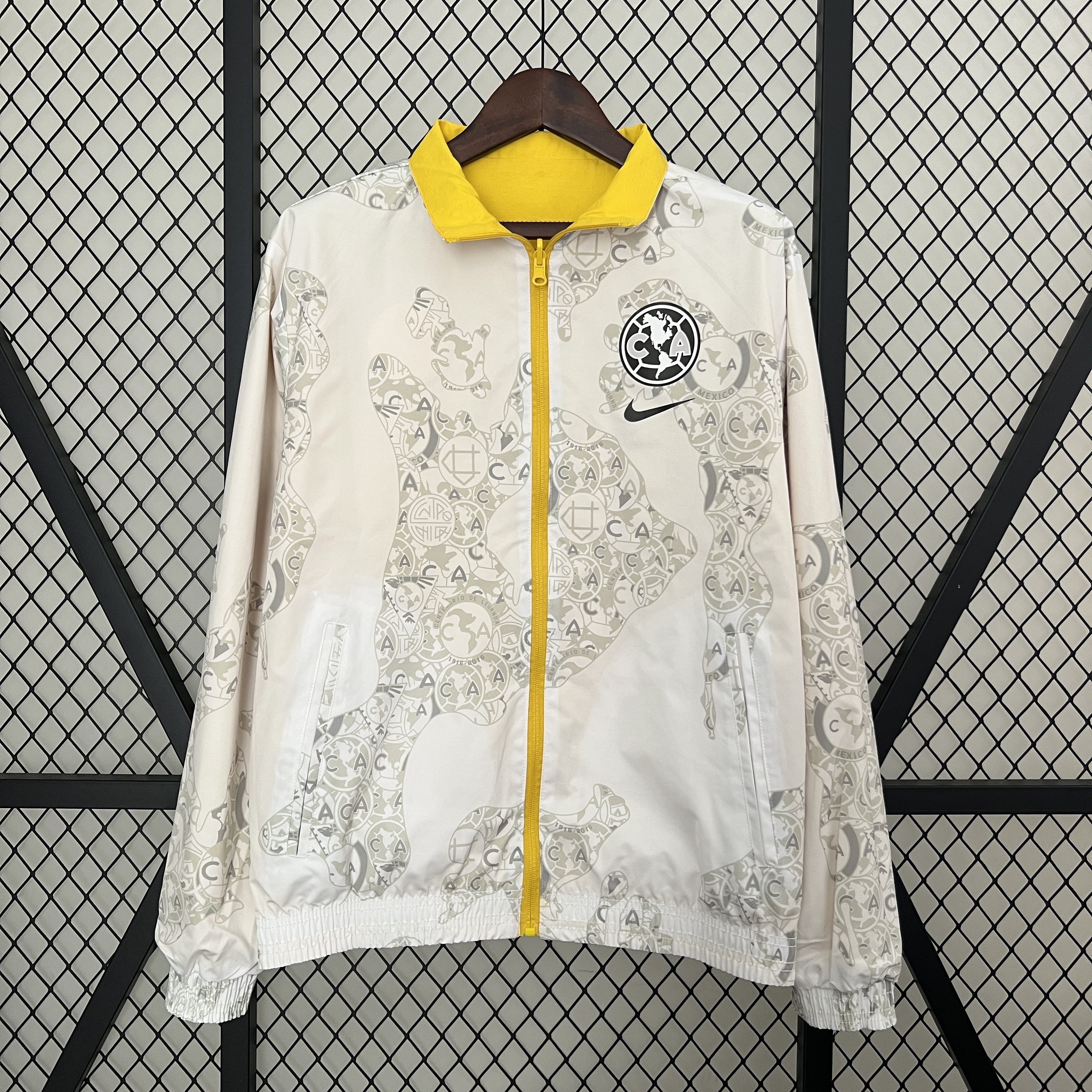 Club América 24-25 Double Sided Reversible Windbreaker - Yellow & White - UnitedFutballJersey