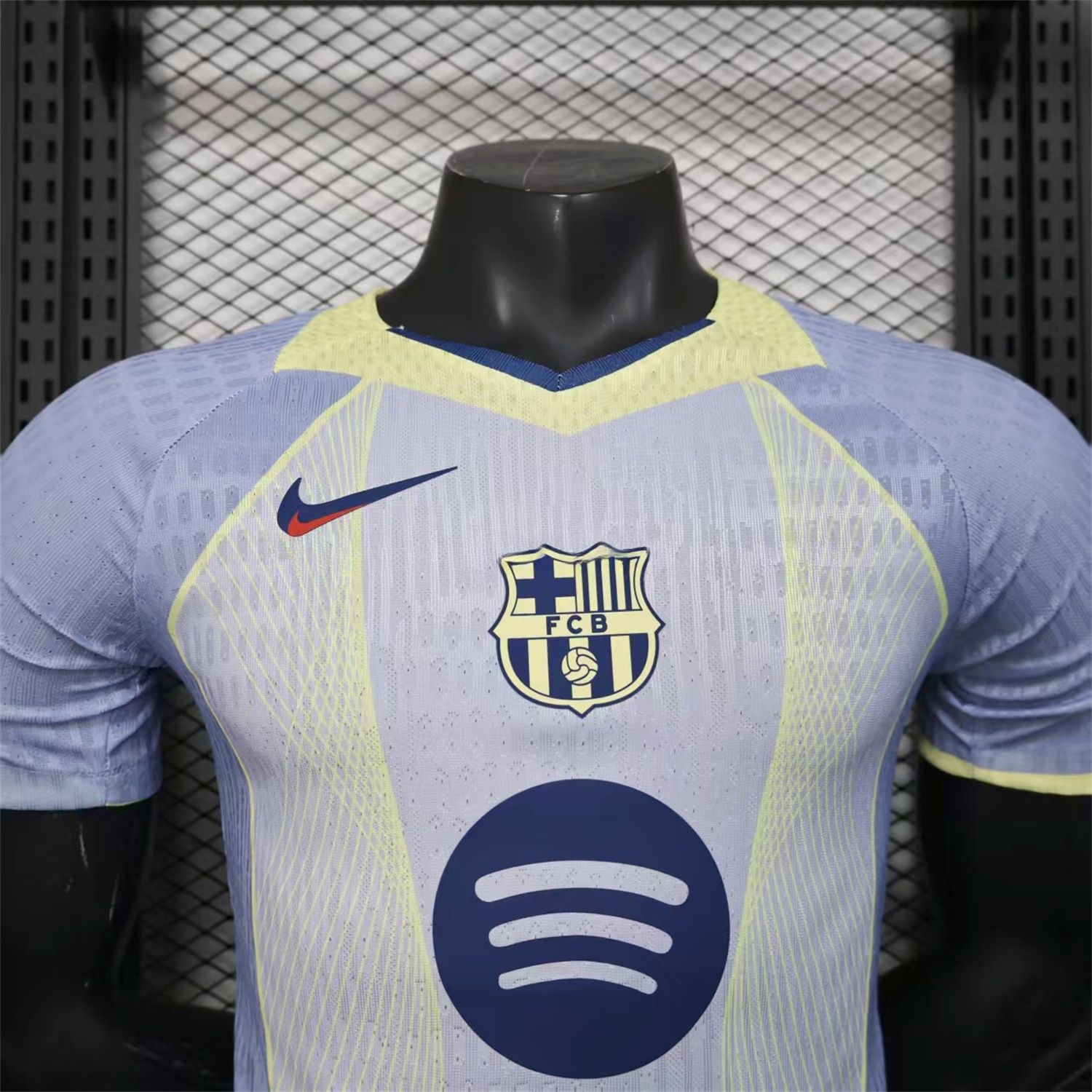 Barcelona 25-26 T90 Blue and White Gradient and Yellow Lines Special Jersey - Player Version - UnitedFutballJersey