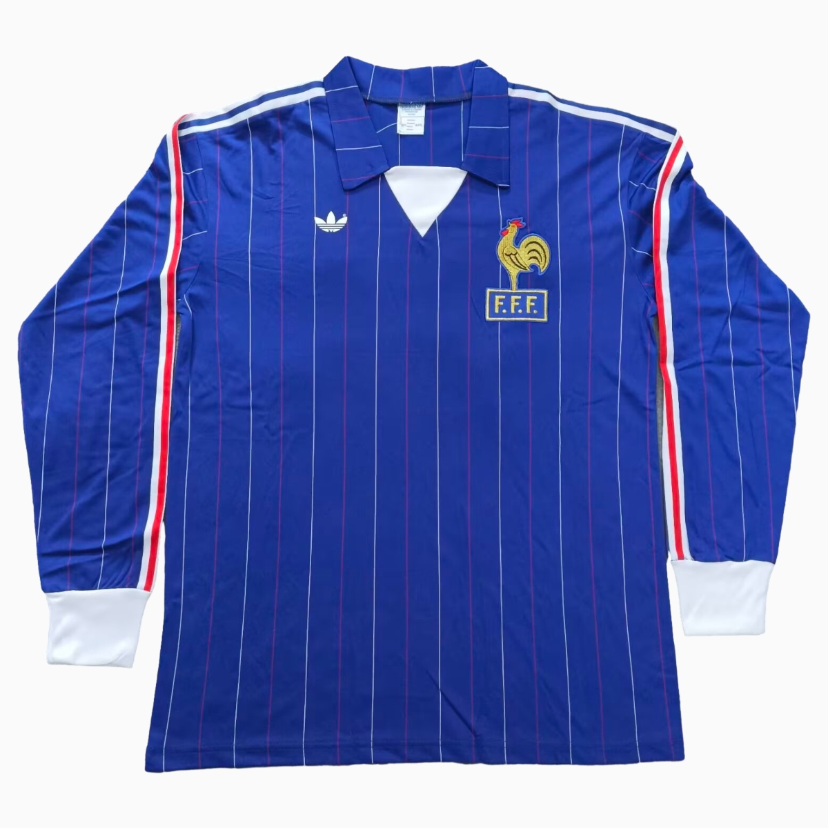 Retro France 1982 Home Long Sleeves Jersey - UnitedFutballJersey