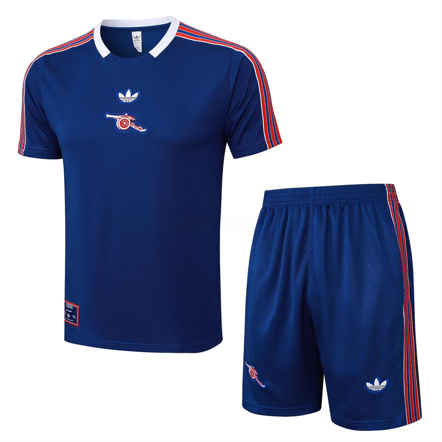 Arsenal 25-26 Throwback Trefoil Short-Sleeve Training Set - Royal Blue Top and Shorts - UnitedFutballJersey