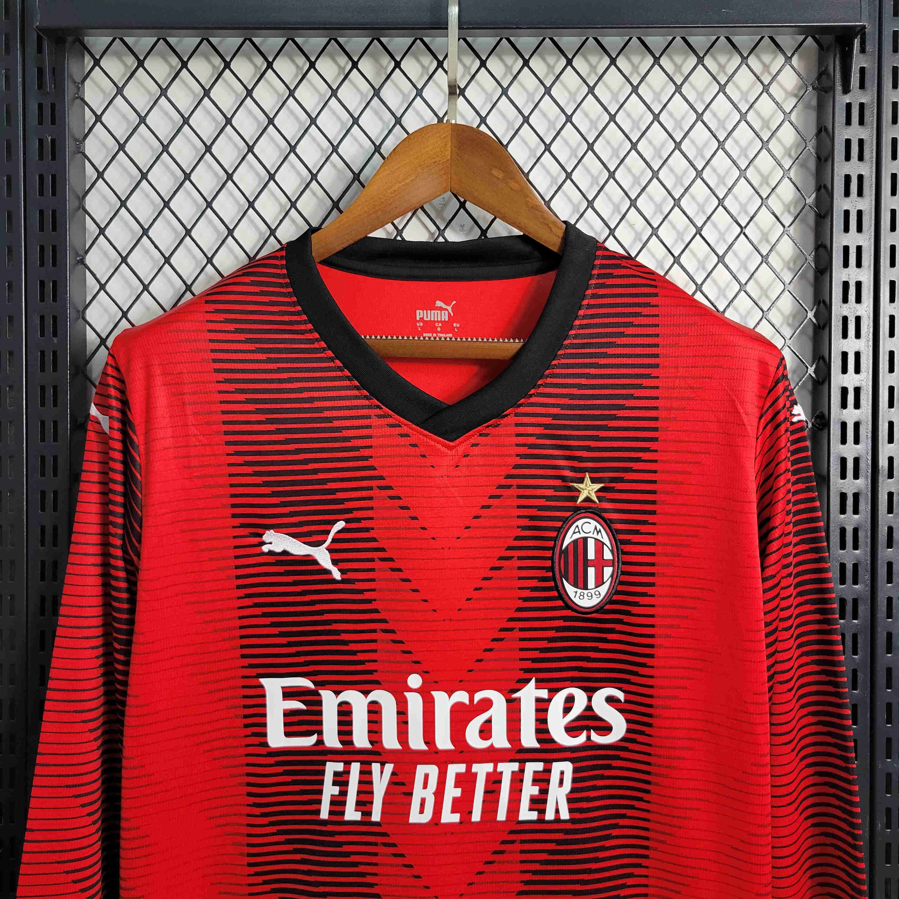 23/24 AC Milan Home Long Sleeve Jersey - Fans Version - UnitedFutballJersey