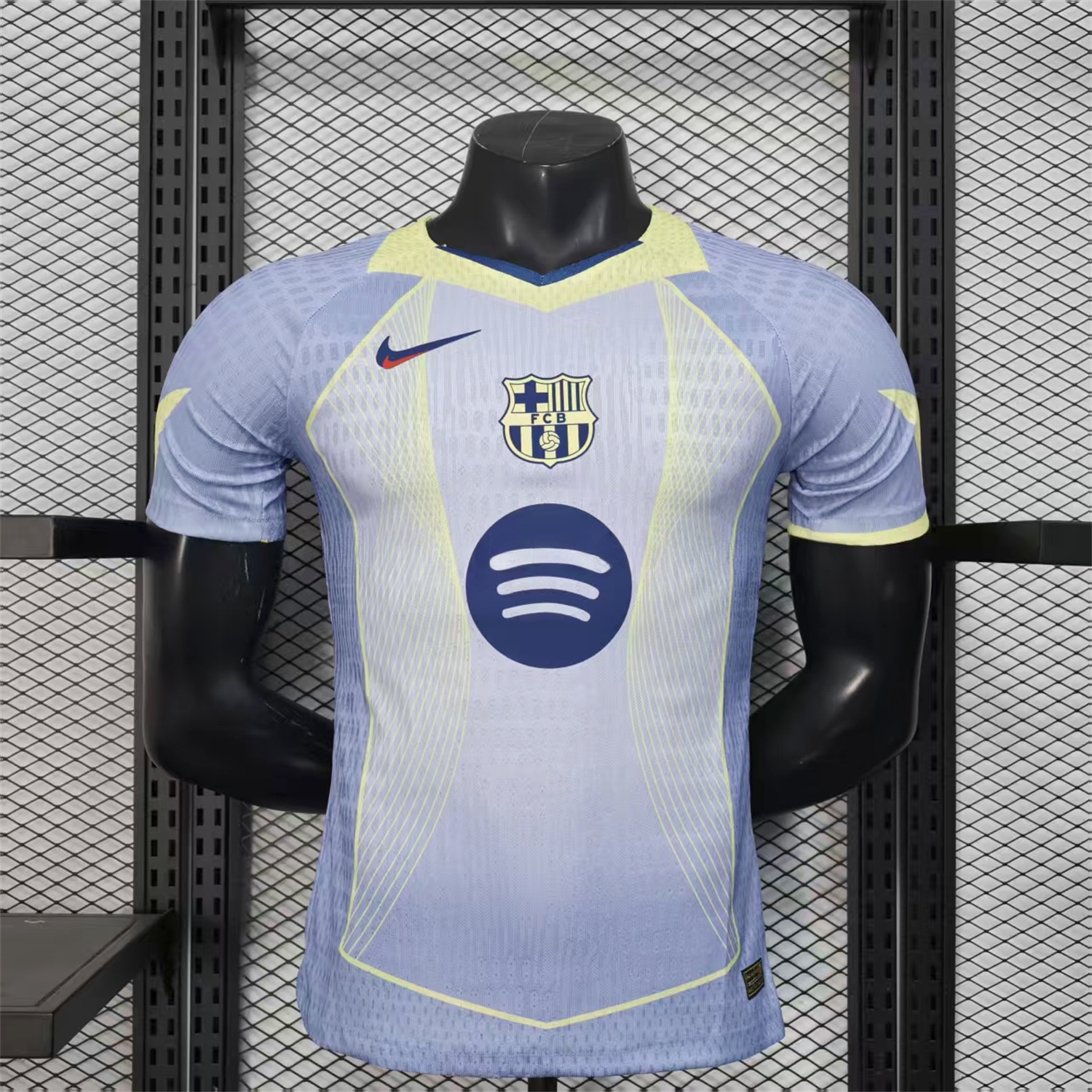 B.A.R.S.A 25-26 T90 Blue and White Gradient and Yellow Lines Special Jersey - Player Version - UnitedFutballJersey