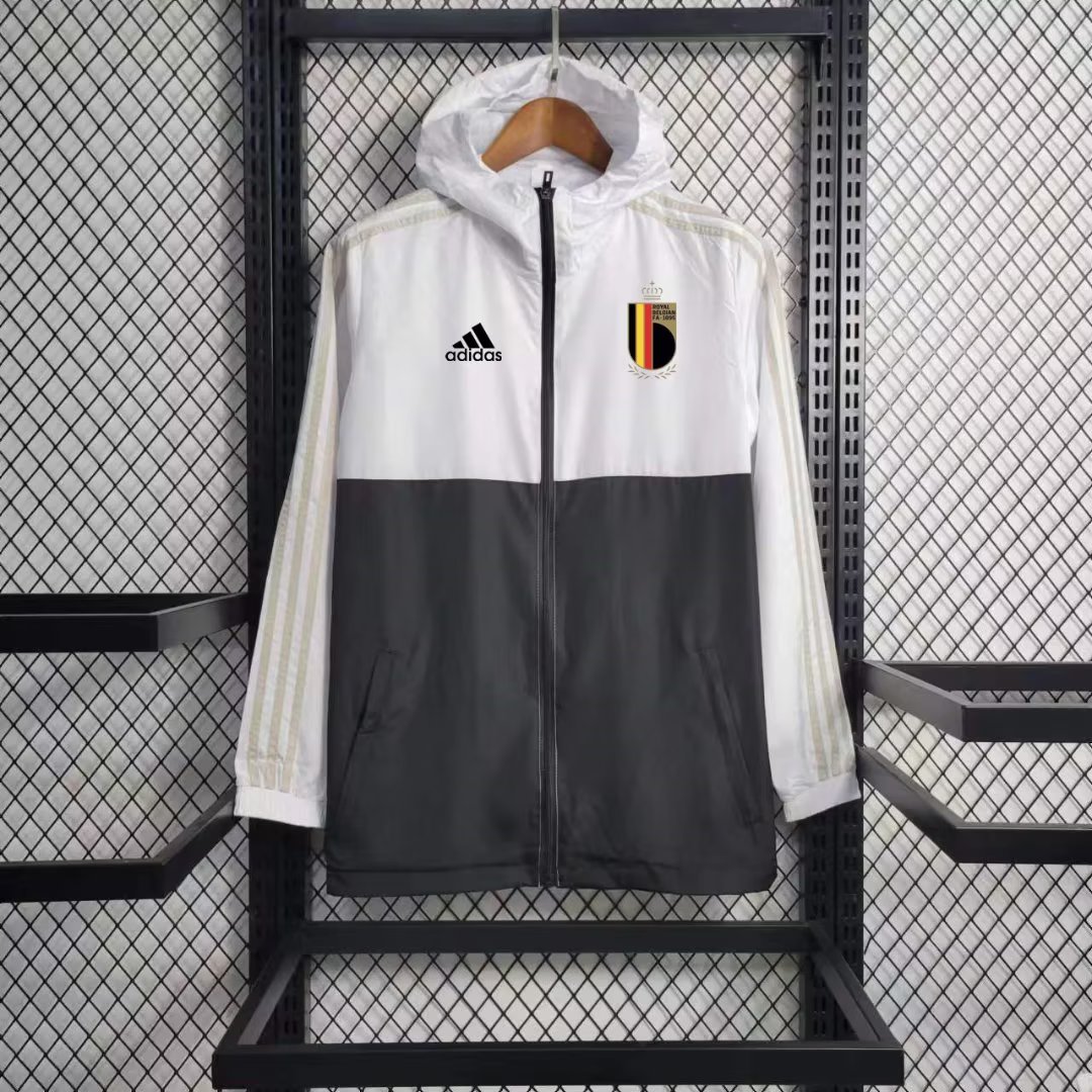 Belgium 23-24 Player Windbreaker Jacket - Black & White - UnitedFutballJersey