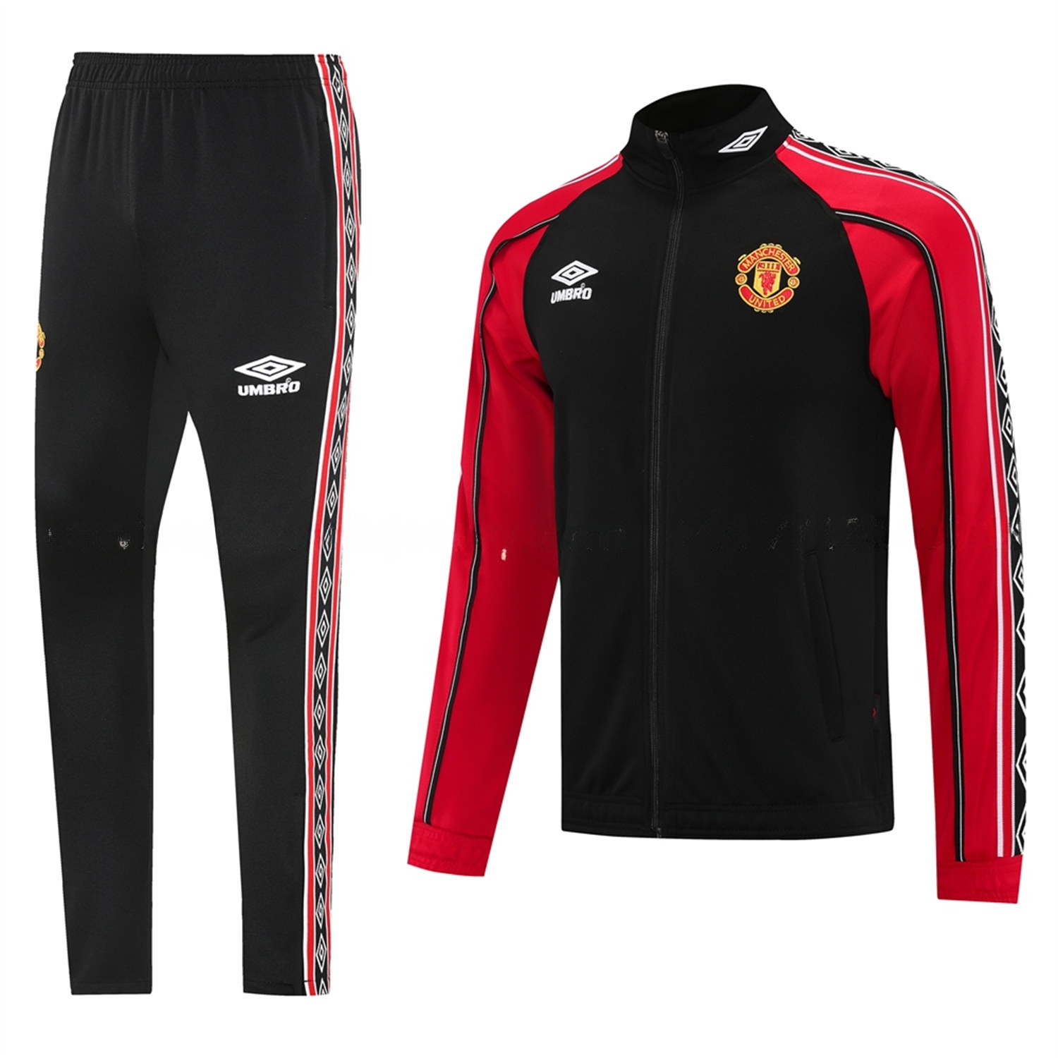 Manchester United 25-26 Throwback 98-99 Style Jacket Training Tracksuit - Black - UnitedFutballJersey