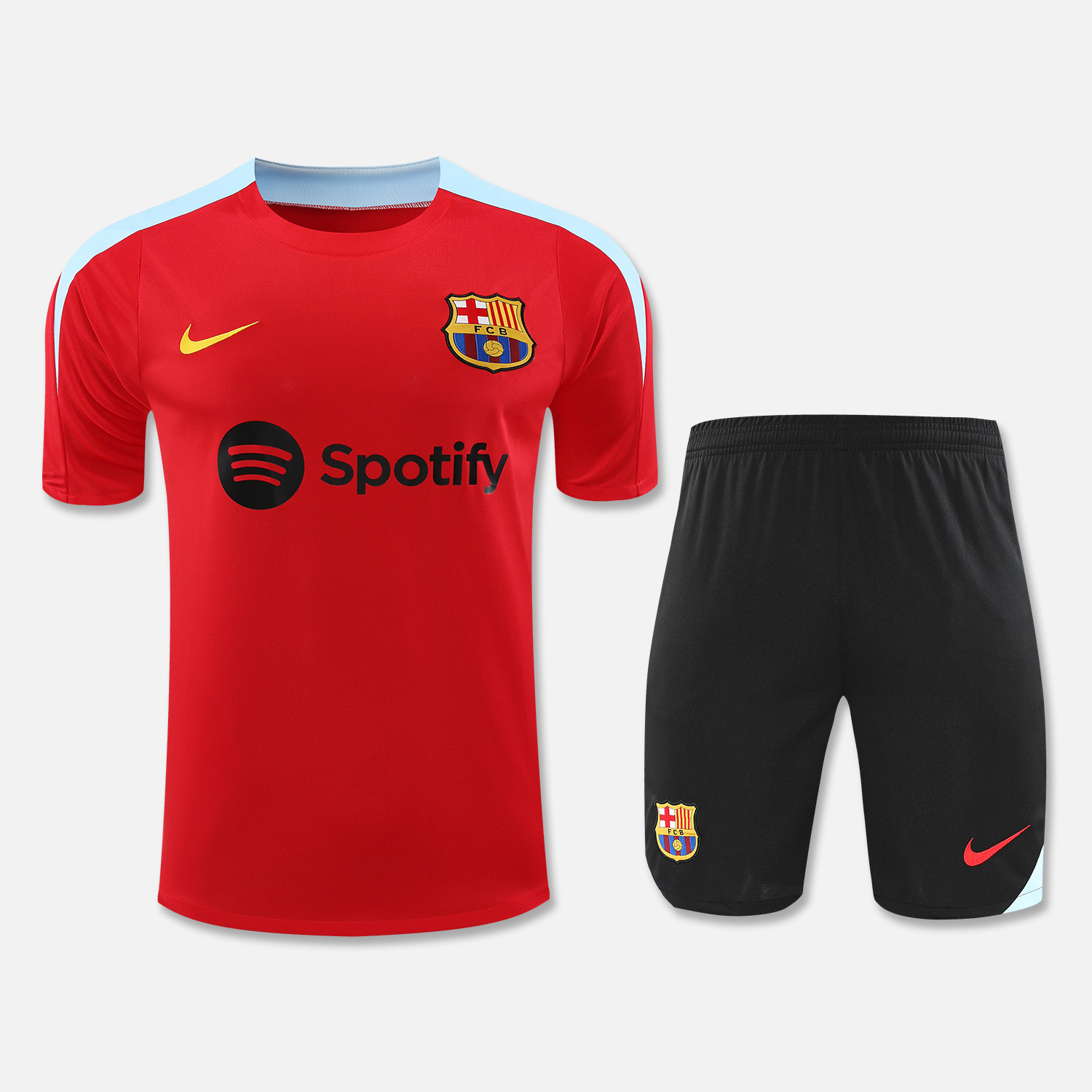 Barcelona 24-25 Short-Sleeve Training Set - Red Top & Black Shorts - UnitedFutballJersey