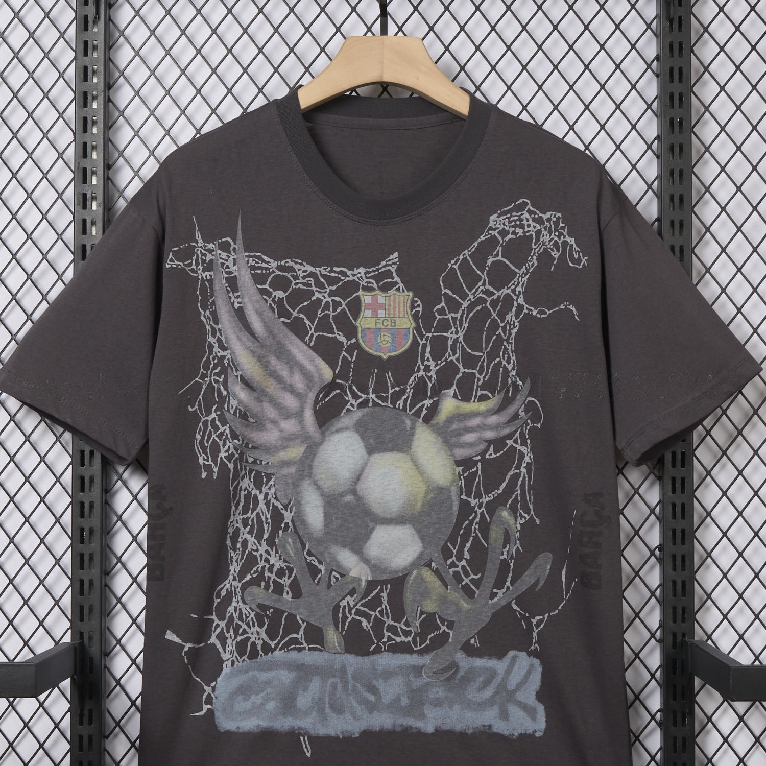 B.A.R.S.A x Travis Scott 24-25 Football Eagle Pattern Dark Grey T-shirt - UnitedFutballJersey