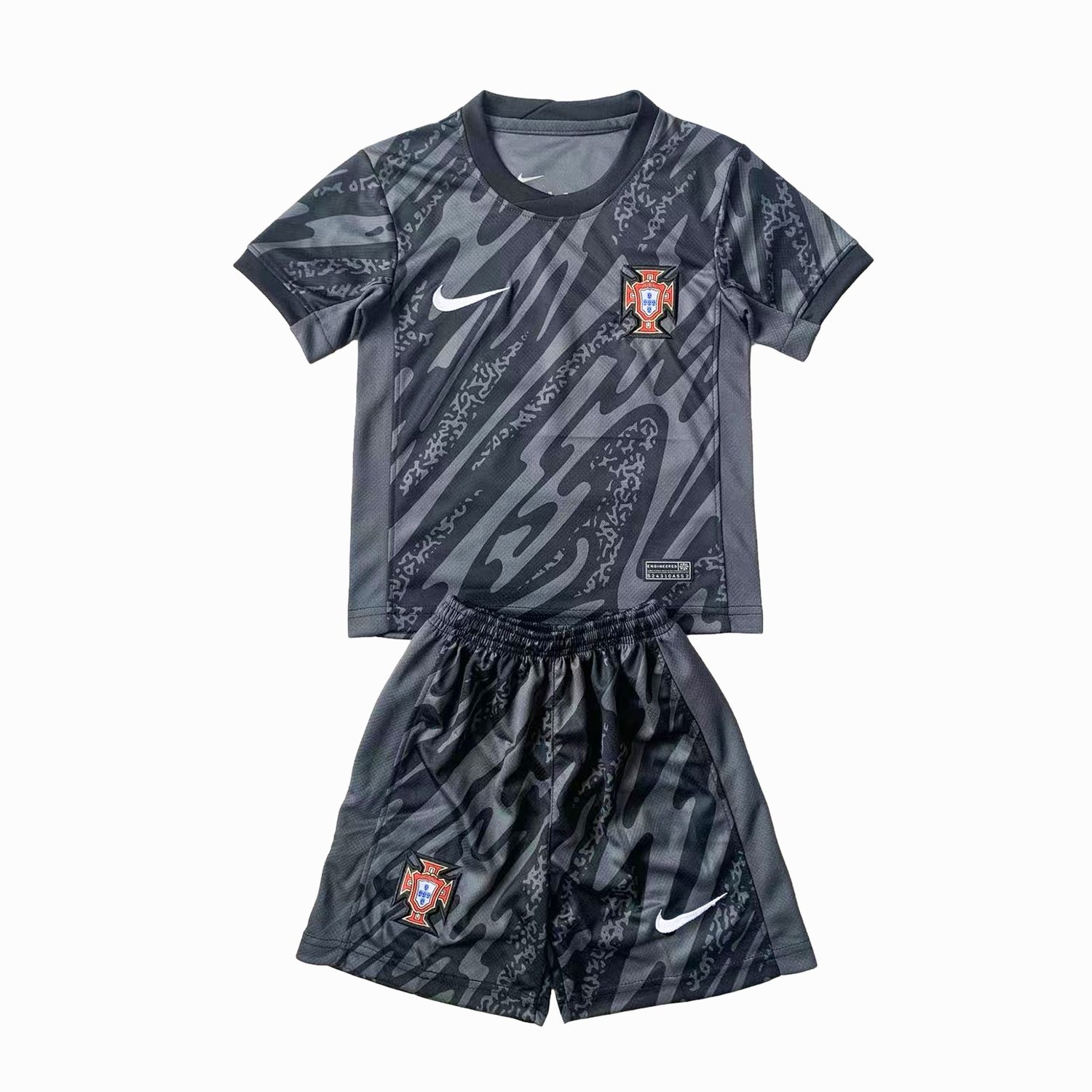 Portugal 2024 Goalkeeper Kids Kit - Black - UnitedFutballJersey