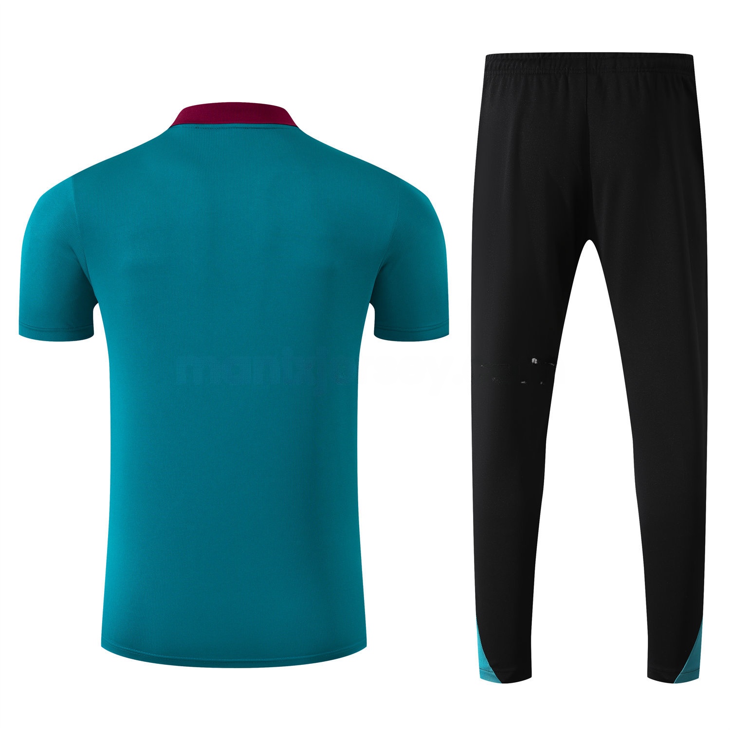 Paris Saint-Germain PSG 25-26 POLO Short-Sleeve Training Set - Blue Green Top and Black Pants - UnitedFutballJersey