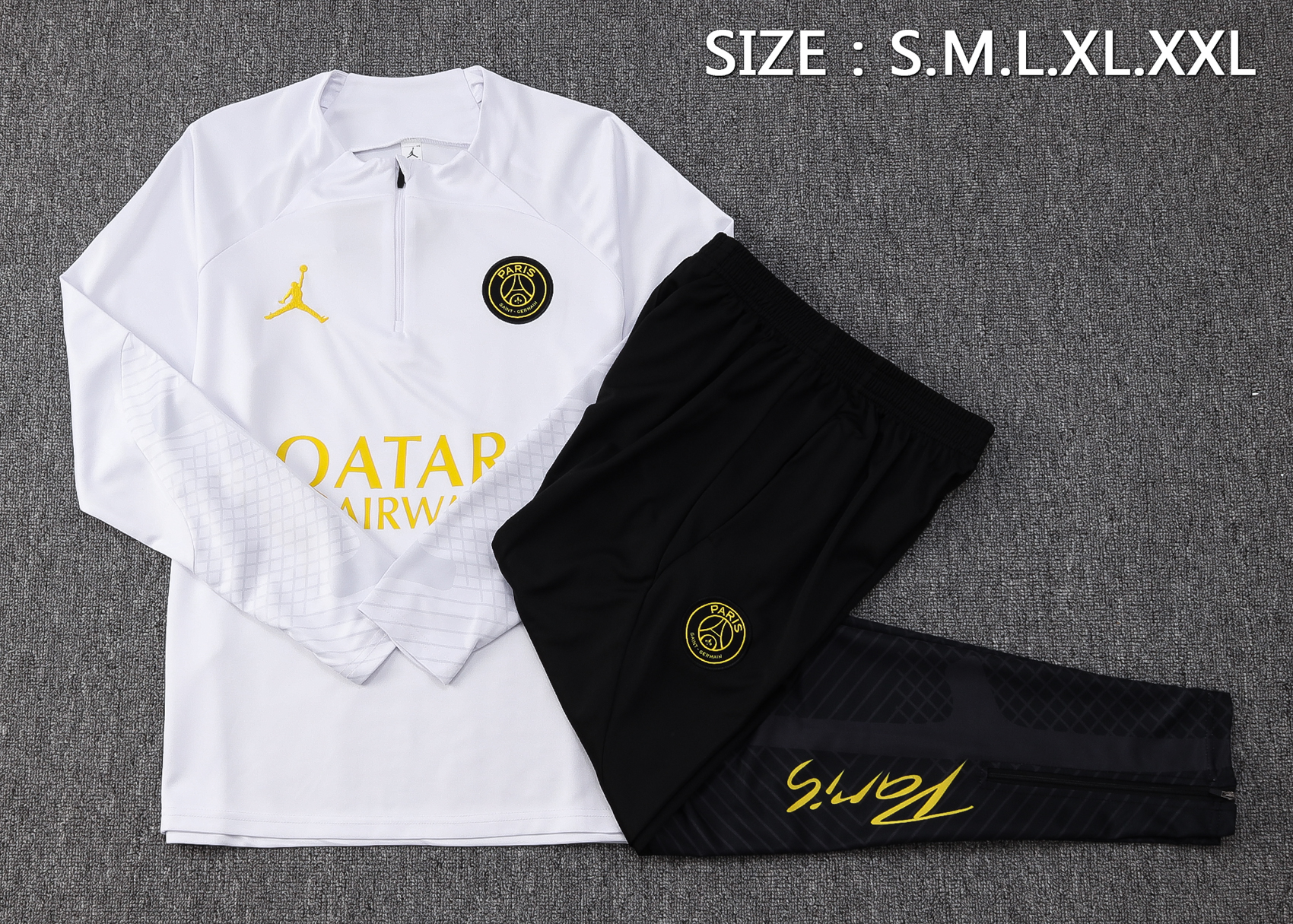 Paris Saint-Germain PSG 23-24 Long Sleeve Training Set -White and Golden - UnitedFutballJersey