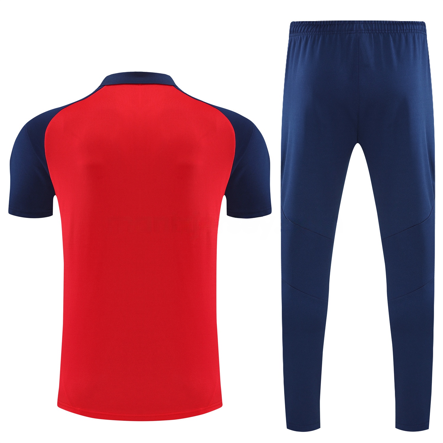 Manchester United 25-26 POLO Short-Sleeve Training Set - Red Top and Deep Blue Pants - UnitedFutballJersey