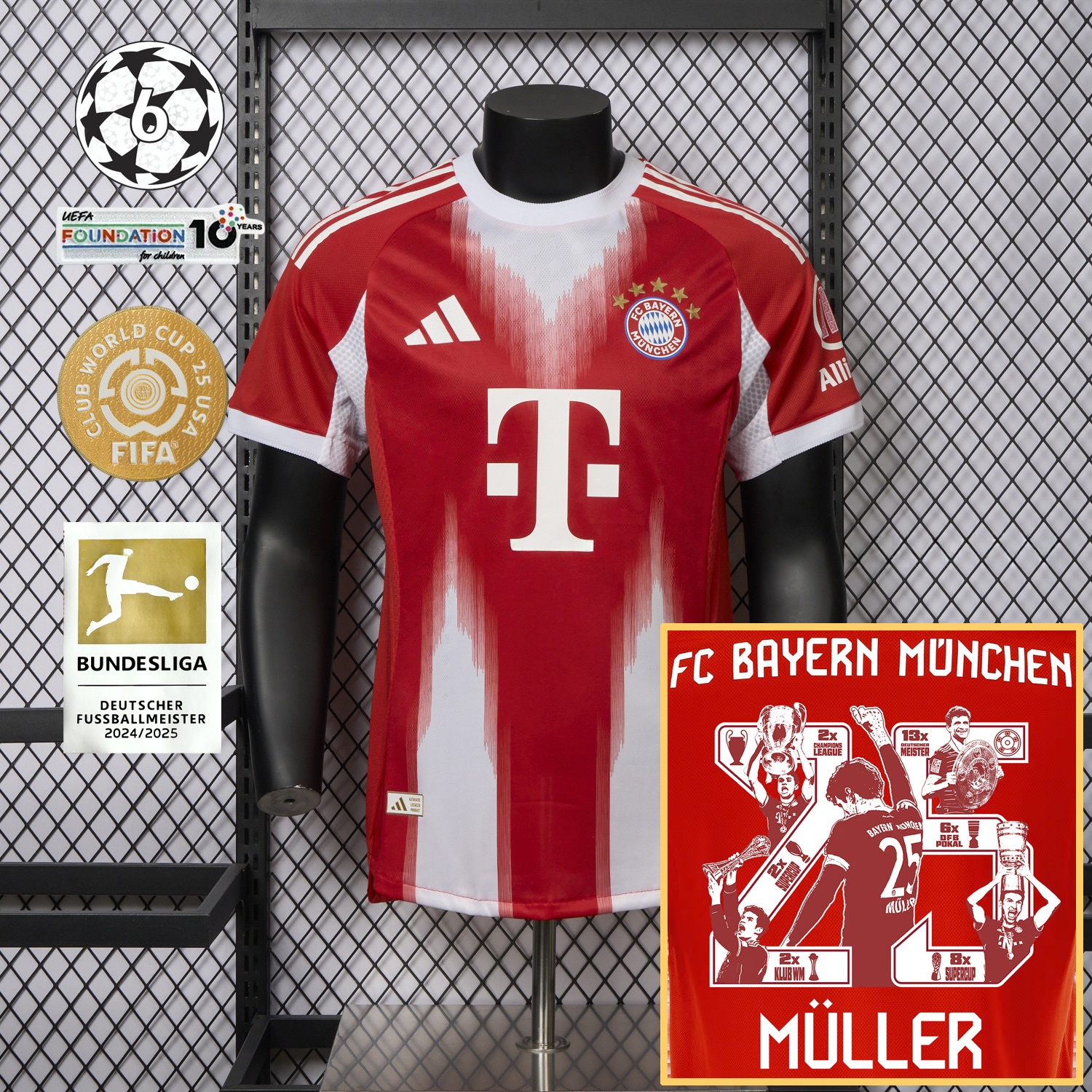 Bayern Munich 25-26 Home Müller Limited Edition Jersey - Player Version - UnitedFutballJersey