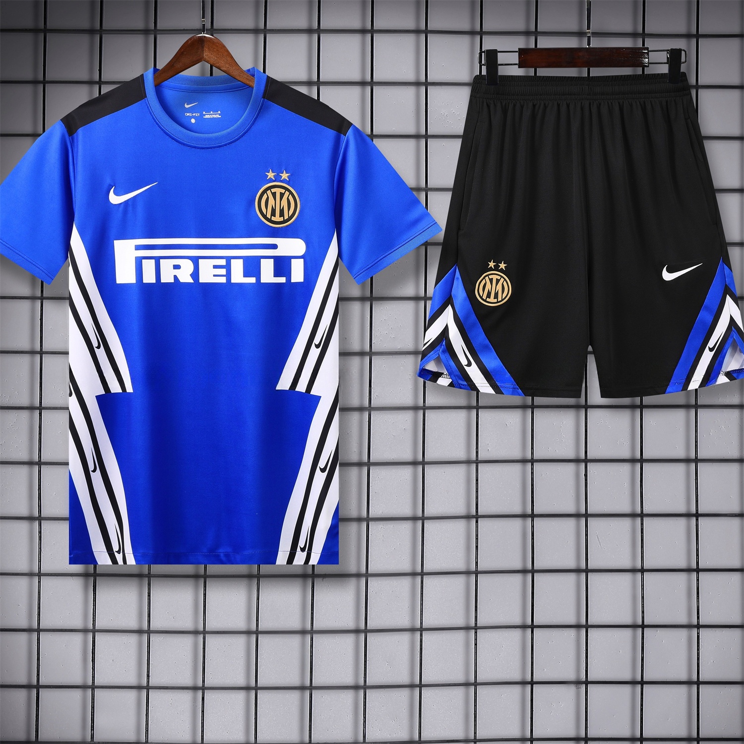 Inter Milan 25-26 Short-Sleeve Training Set - Blue Top & Black Shorts - UnitedFutballJersey