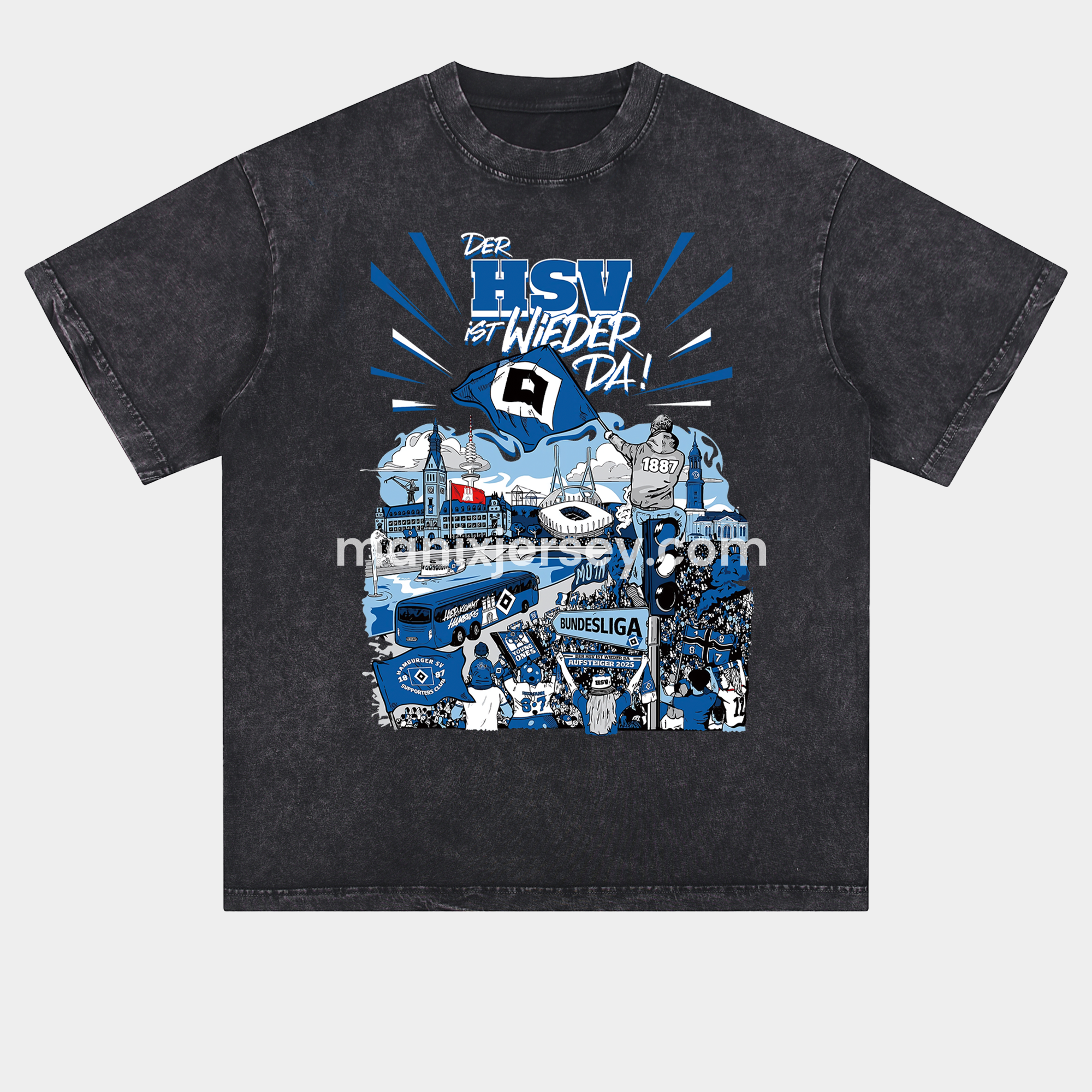 Hamburger SV DER HSV IST WIEDER DA 2024-25 2. Bundesliga Champion Oversized Washed T-Shirt - UnitedFutballJersey