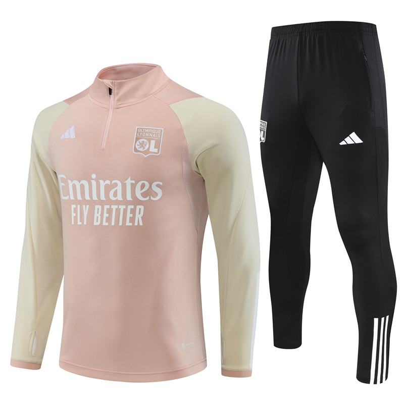Lyon 23-24 Long Sleeve Training Set -Light Pink - UnitedFutballJersey