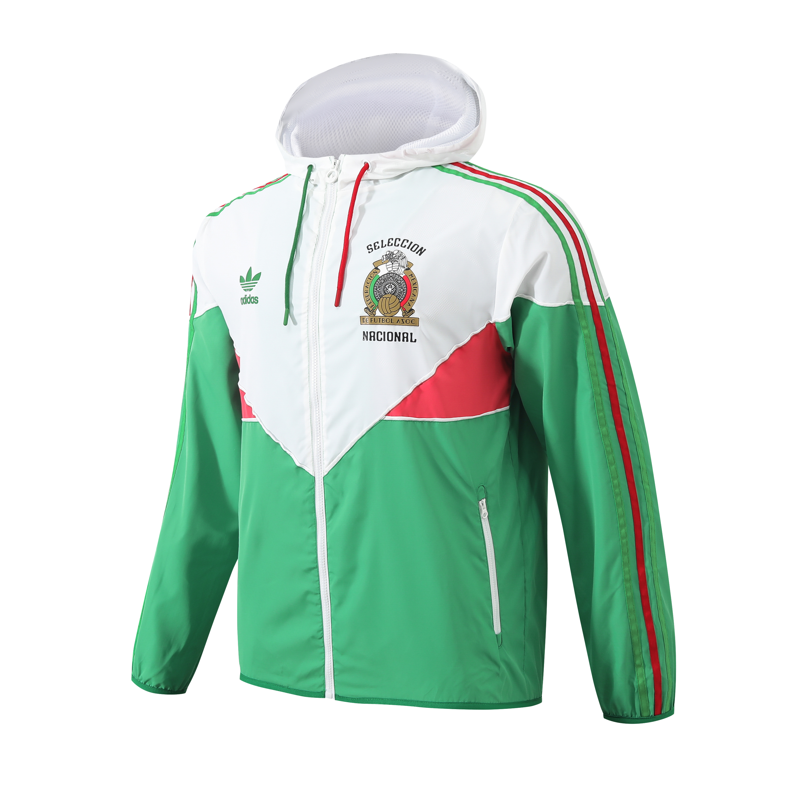 Mexico 2024 National Team Anthem Green Hooded Windbreaker - Player Version - UnitedFutballJersey