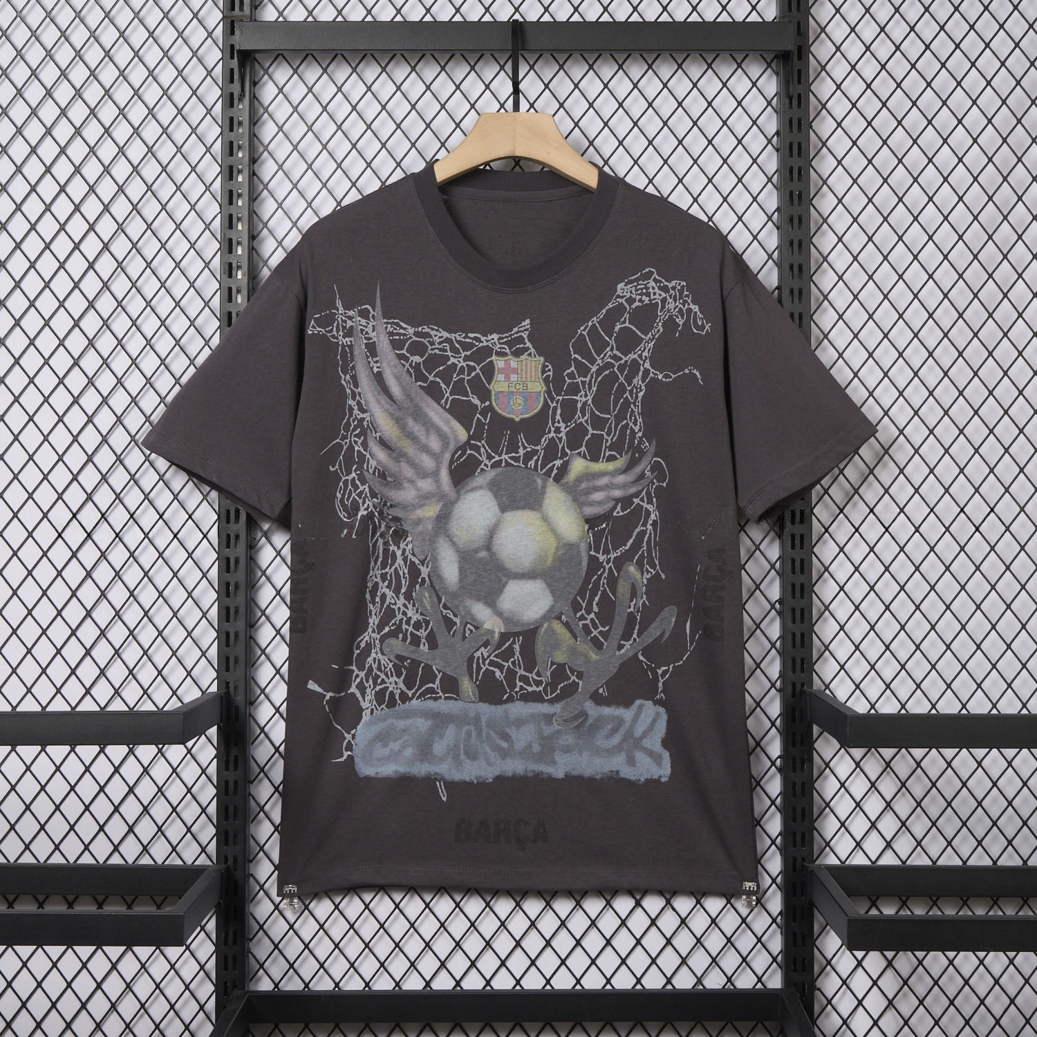 B.A.R.S.A x Travis Scott 24-25 Football Eagle Pattern Dark Grey T-shirt - UnitedFutballJersey