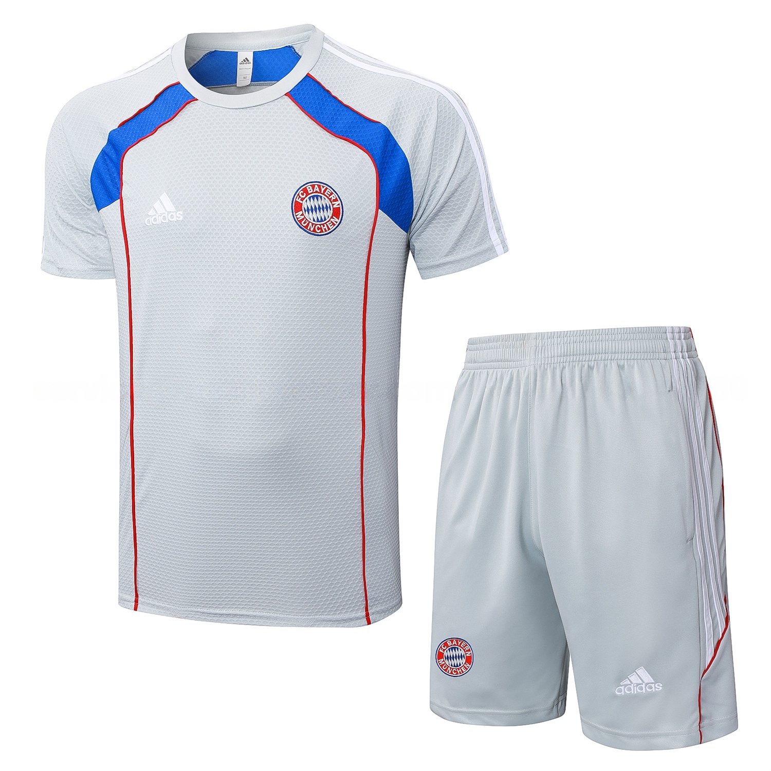 Bayern Munich 25-26 Short-Sleeve Training Set - Grey Throwback Top & Shorts - UnitedFutballJersey