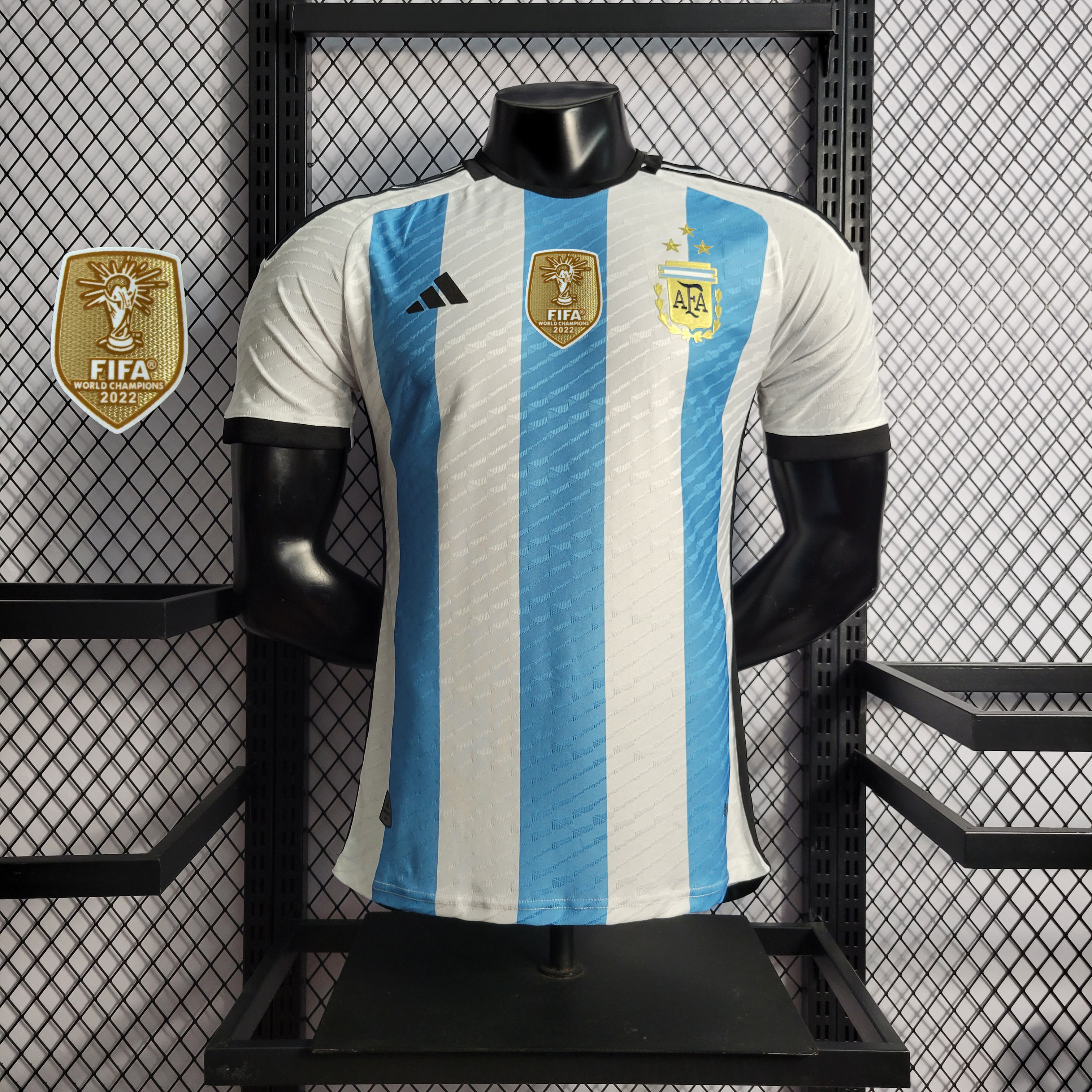 Argentina 3 Stars 22-23 Home Stadium Jersey - Player Version ( with 2022 World Champions Patch ) - UnitedFutballJersey