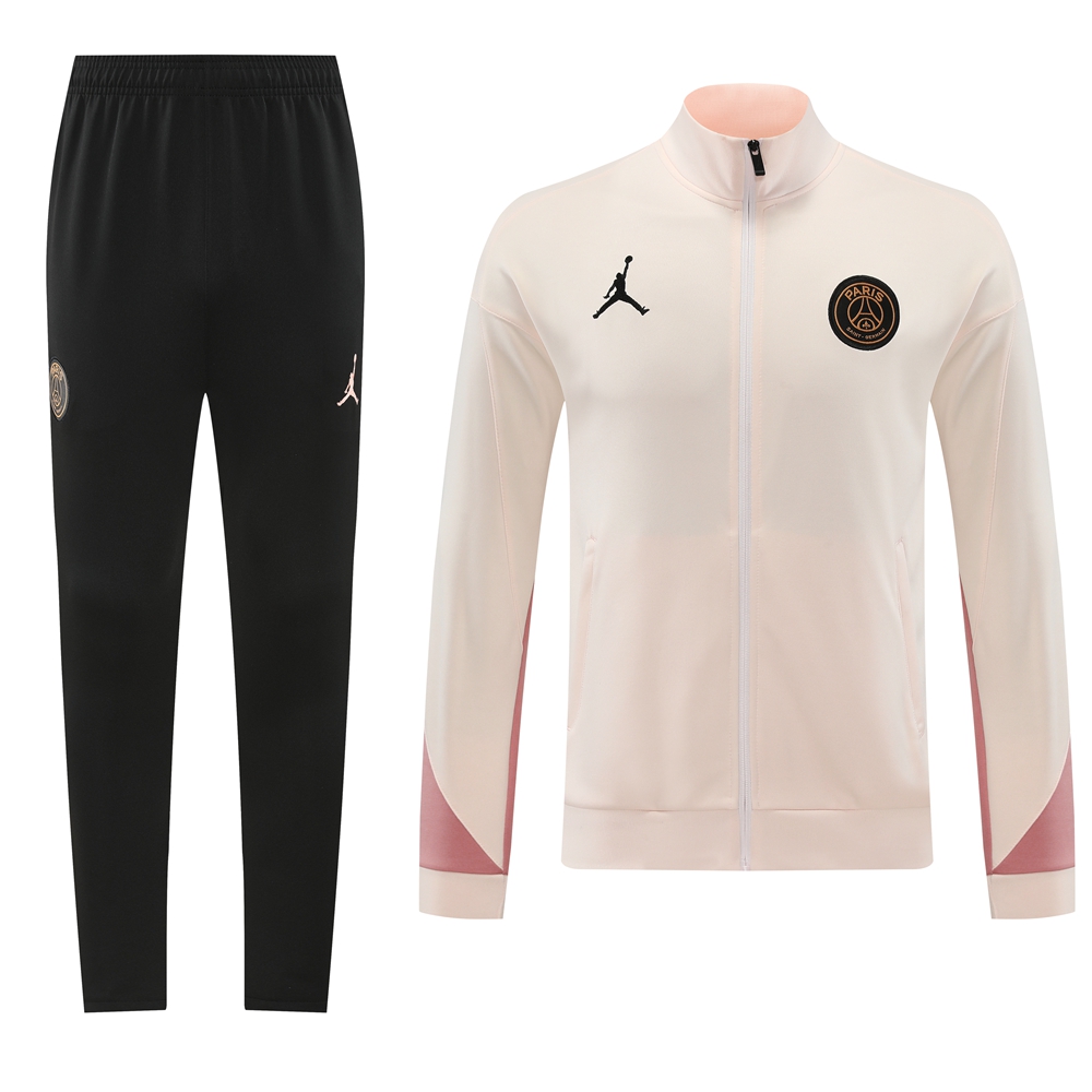 Paris Saint-Germain PSG 24-25 Jacket Training Tracksuit - Light Pink Top and Black Pants - UnitedFutballJersey