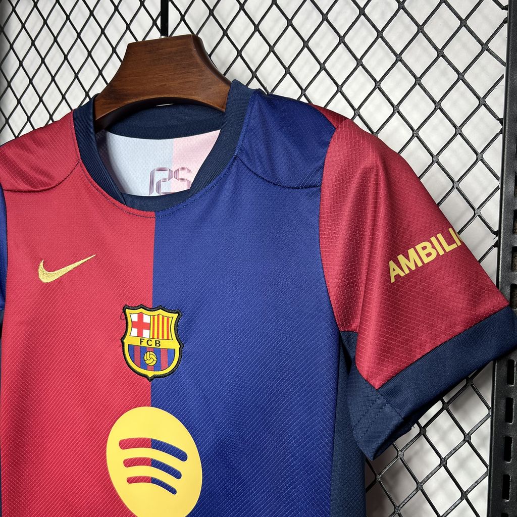 Barcelona 24-25 Home Stadium Kids Kit with Big Logo - UnitedFutballJersey