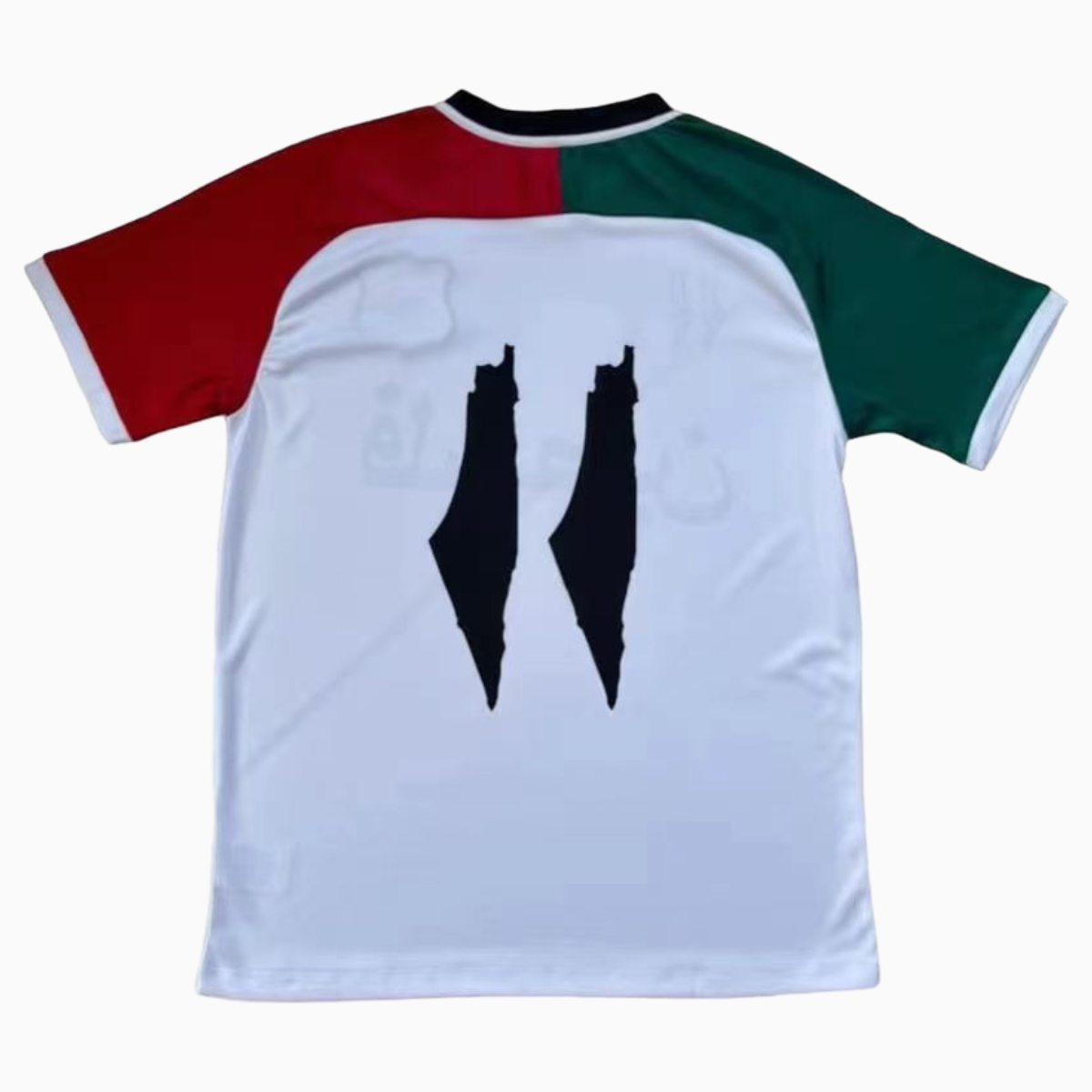 FC Palestina 24-25 White Jersey with Blue and Red Sleeves, Arabic and Pattern - UnitedFutballJersey