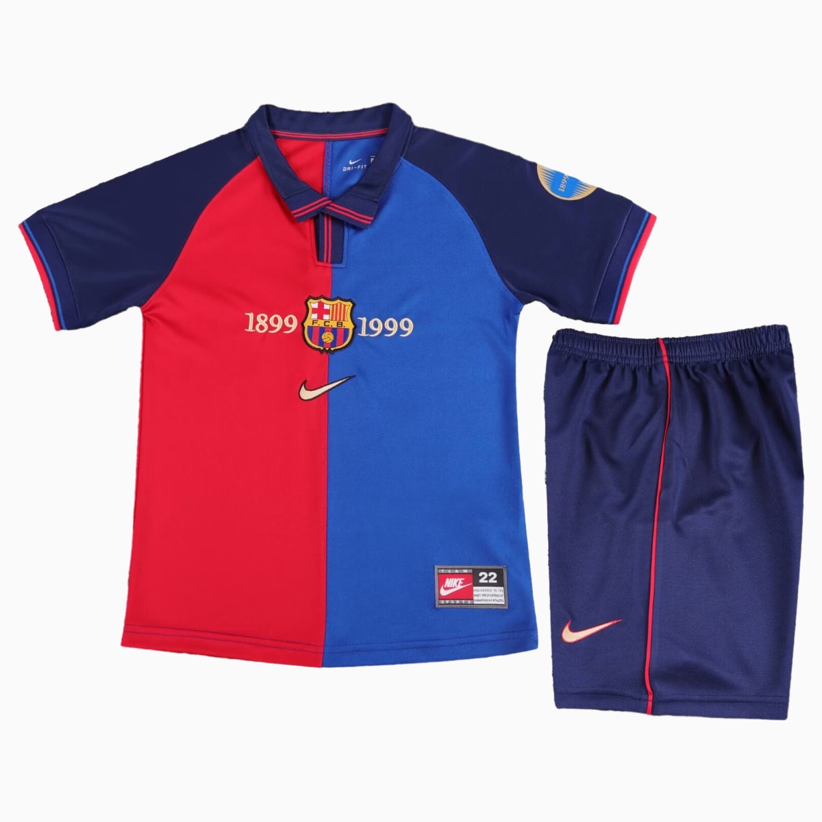 Retro Barcelona 99-00 Home 100th anniversary Kids Kit - UnitedFutballJersey