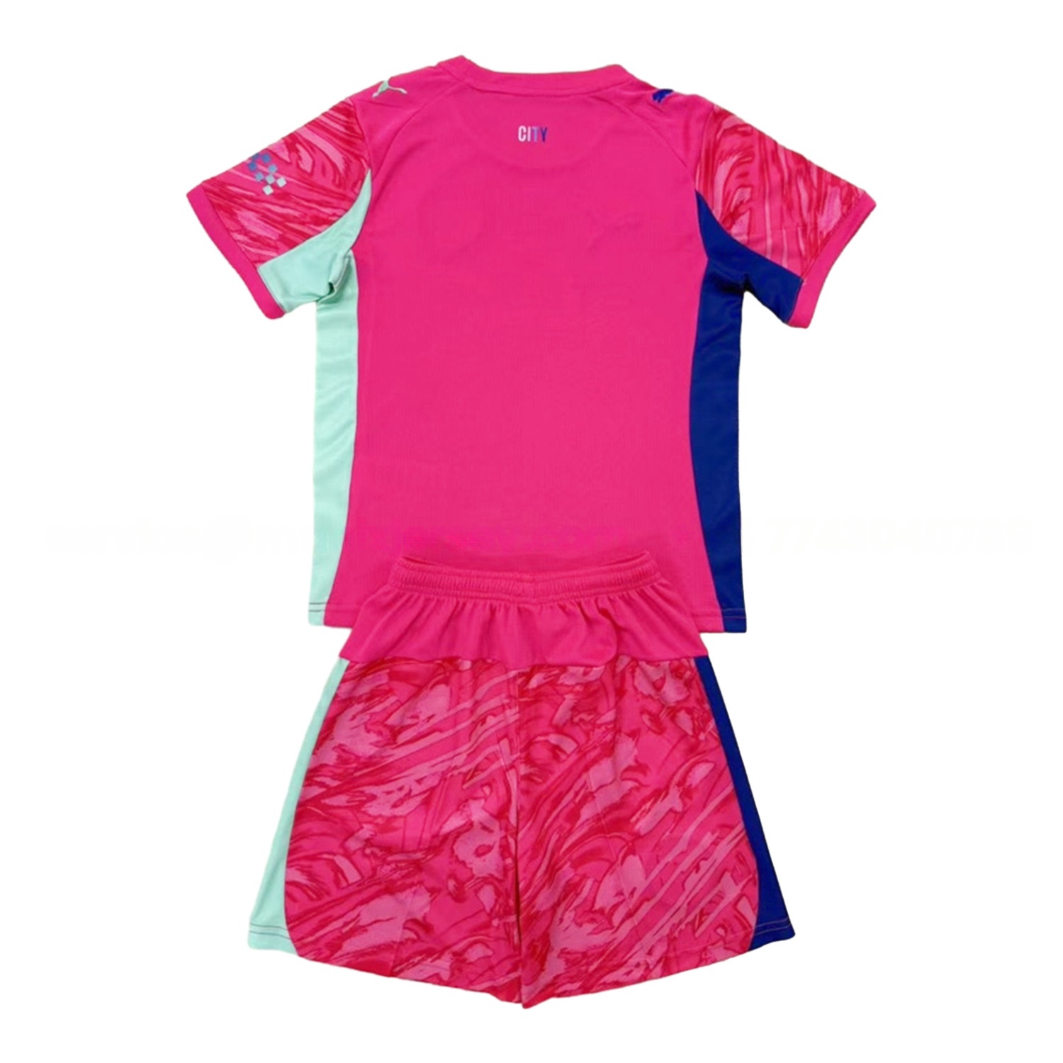 Manchester City 25-26 Pink Red Goalkeeper Kids Kit - UnitedFutballJersey