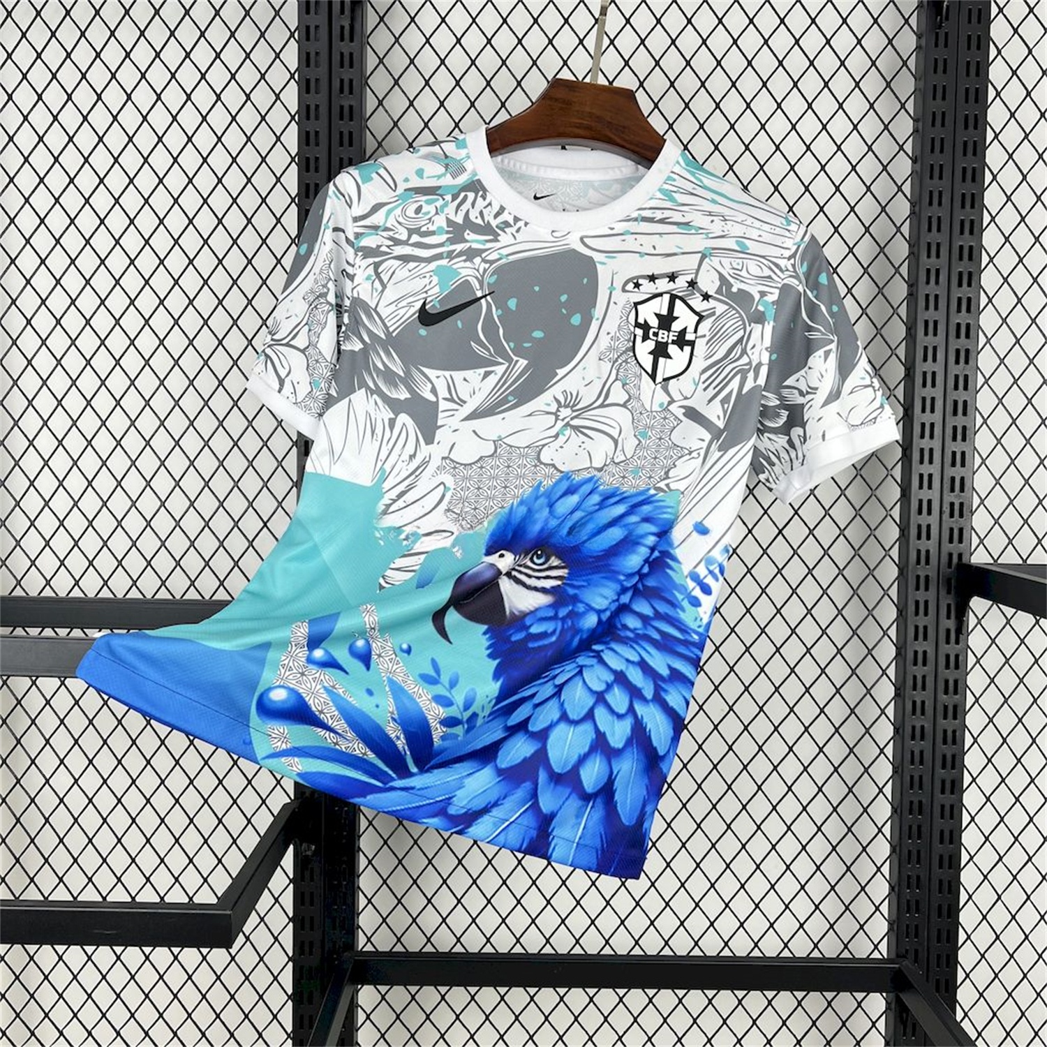 Brazil 2025 Blue Macaw Special Edition White Jersey - Fans Version - UnitedFutballJersey