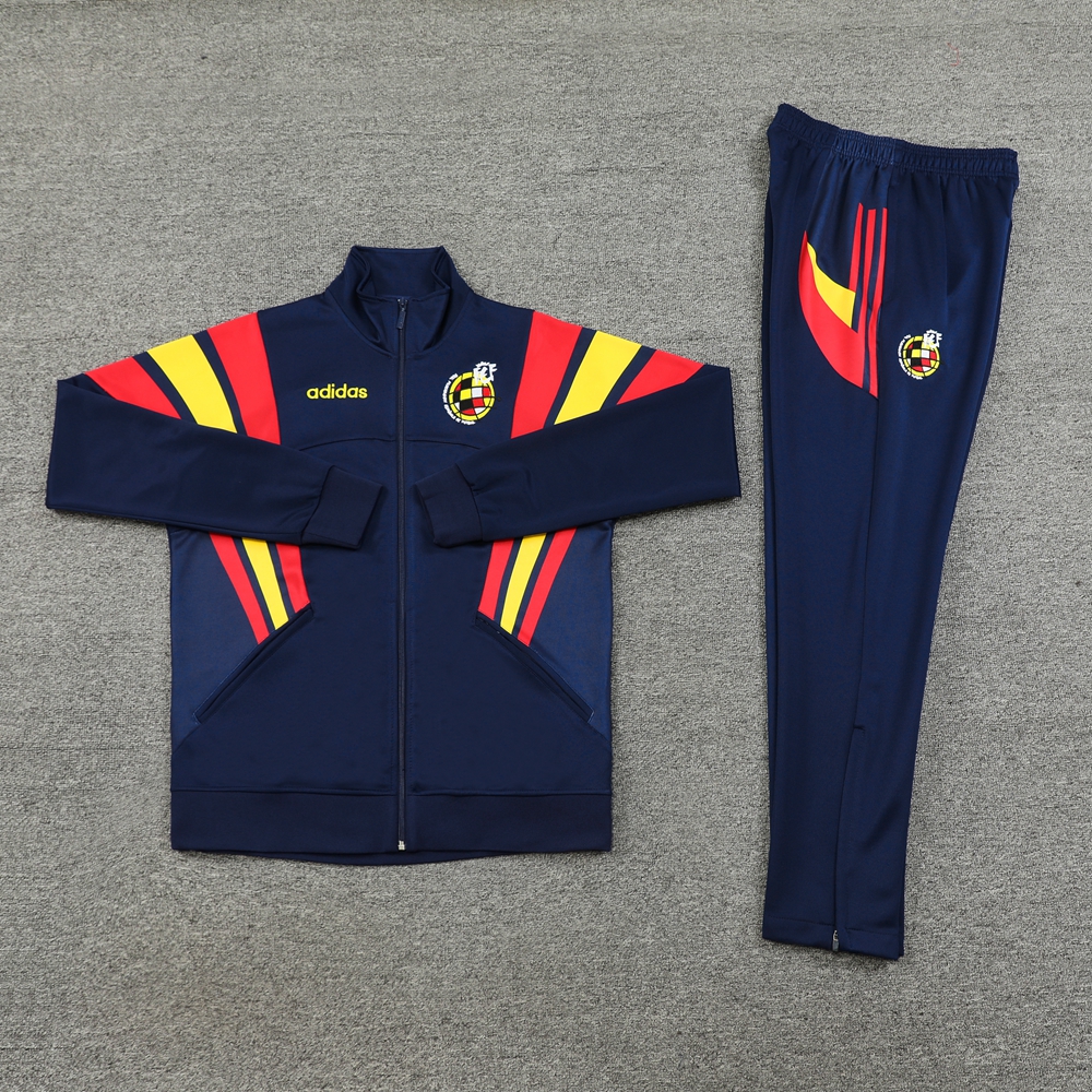 Spain 2024 Jacket Training Tracksuit - Deep Blue - UnitedFutballJersey