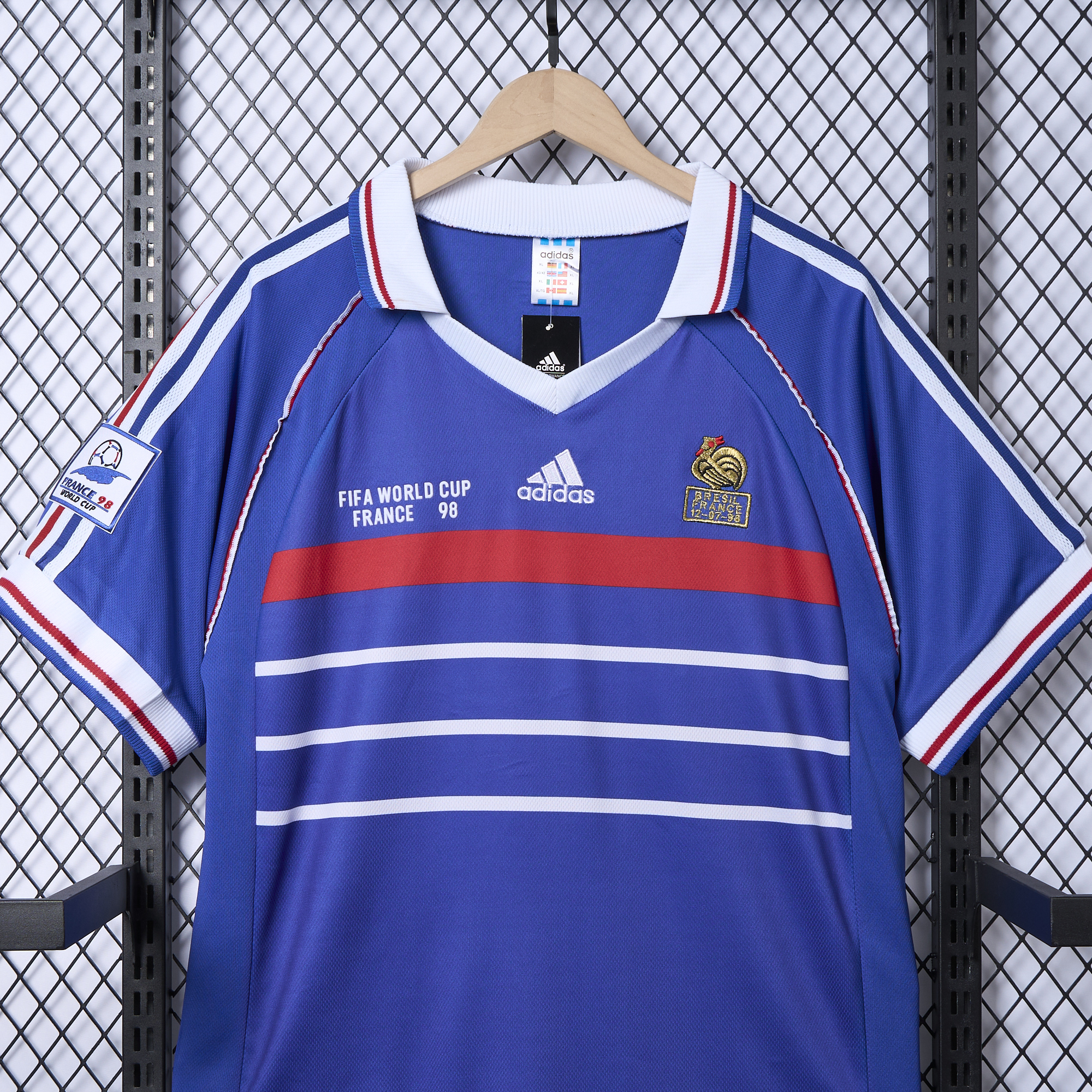 Retro France 1998 Home Stadium Jersey (with 1998 World Cup mark on right chest) - UnitedFutballJersey