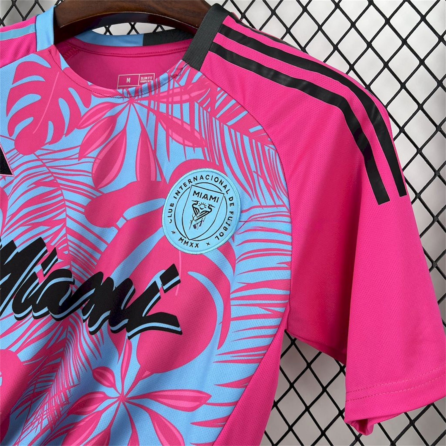 INT M.A.M 25-26 Pink & Blue Coconut Tree Leaves Jersey - Fans Version - UnitedFutballJersey