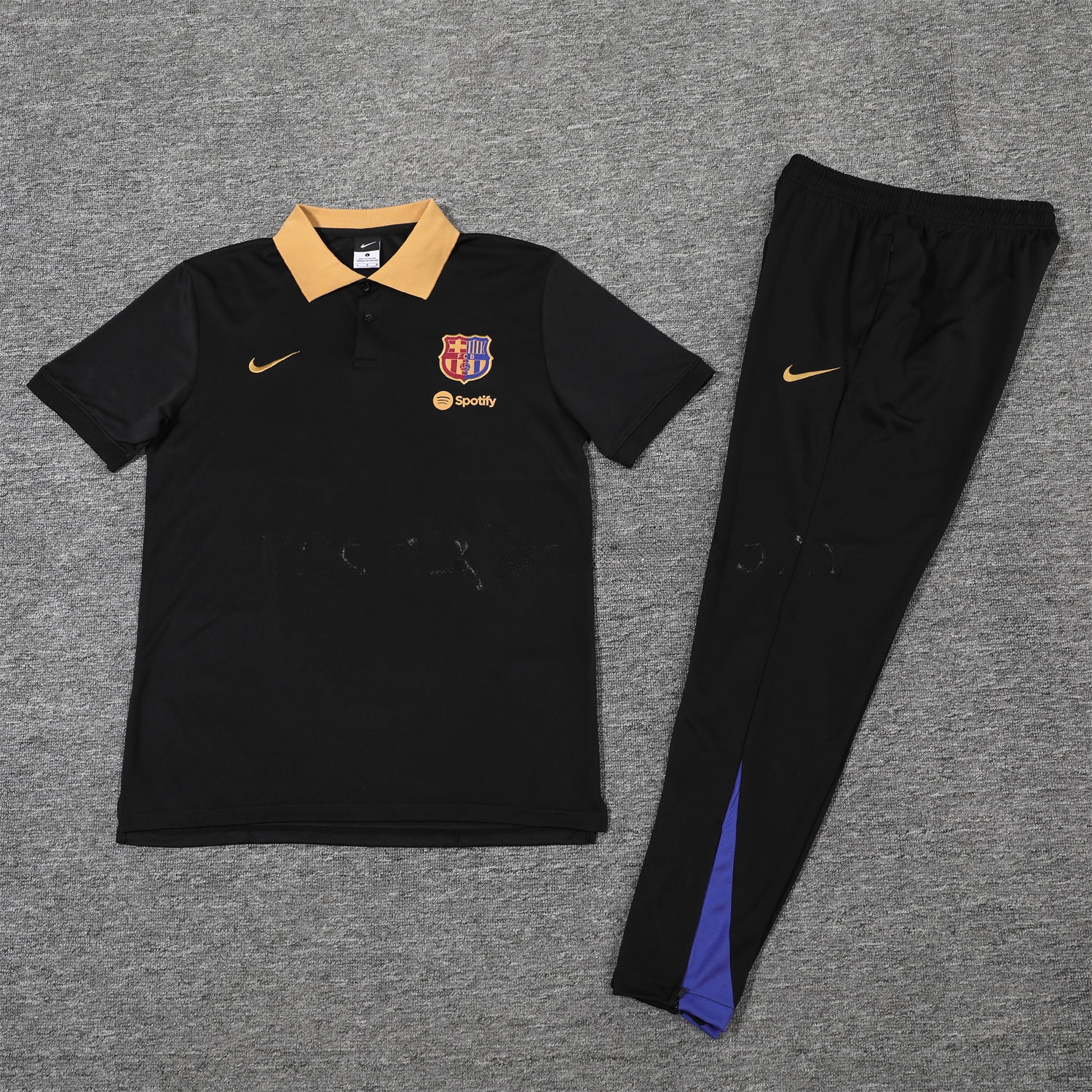 B.A.R.S.A 25-26 POLO Short-Sleeve Training Set - Black Top and Pants - UnitedFutballJersey