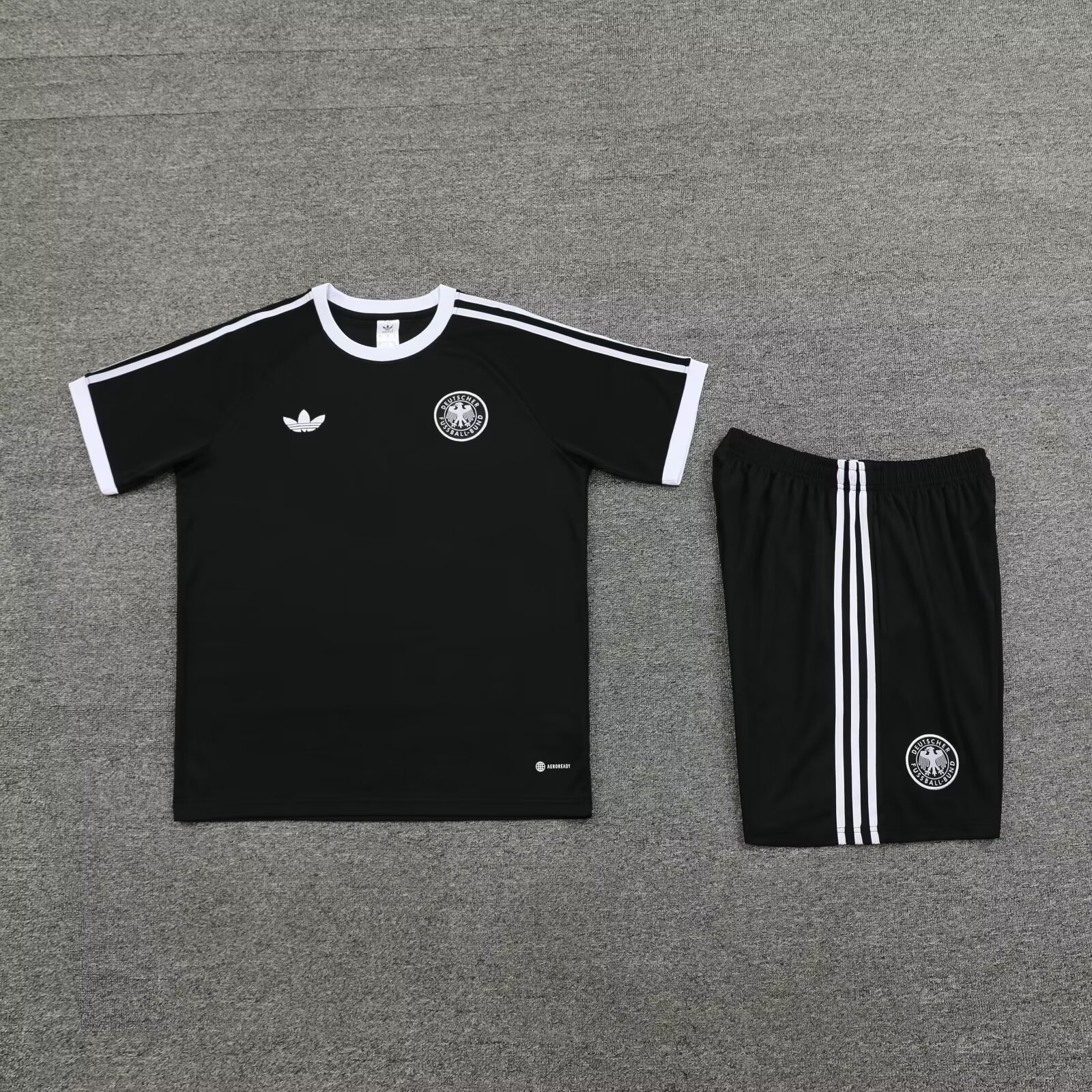 Germany 2024 Originals 3-Stripes Short-Sleeve Training Set - Black - UnitedFutballJersey