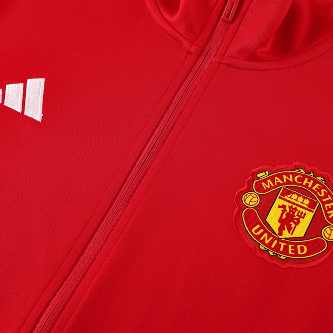 Manchester United 24-25 Jacket Training Tracksuit - Red Top and Black Pants - UnitedFutballJersey