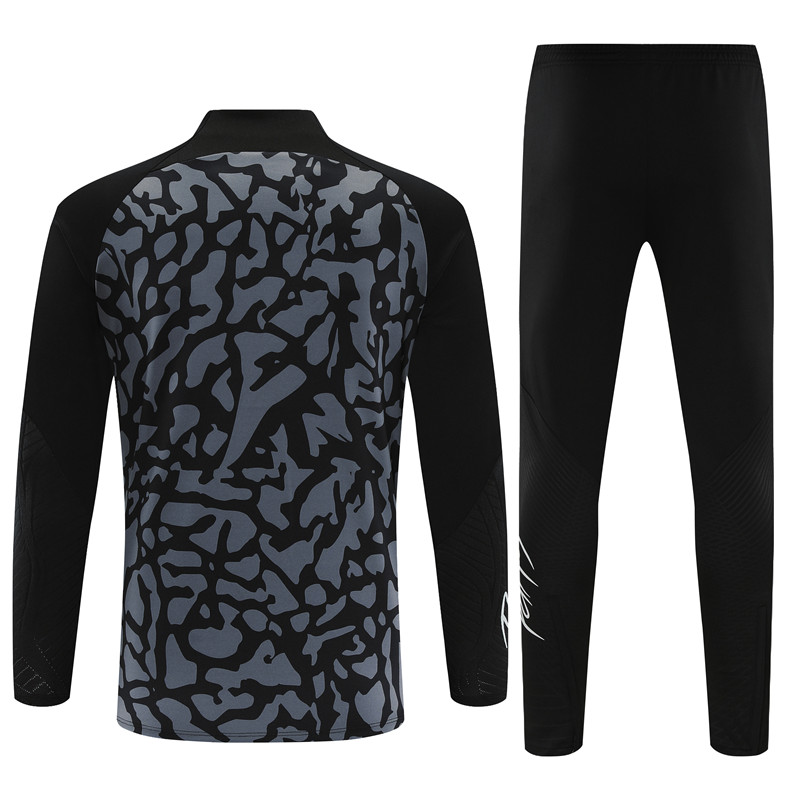 Paris Saint-Germain PSG 23-24 Kids Long Sleeve Training Set Gray Black - UnitedFutballJersey