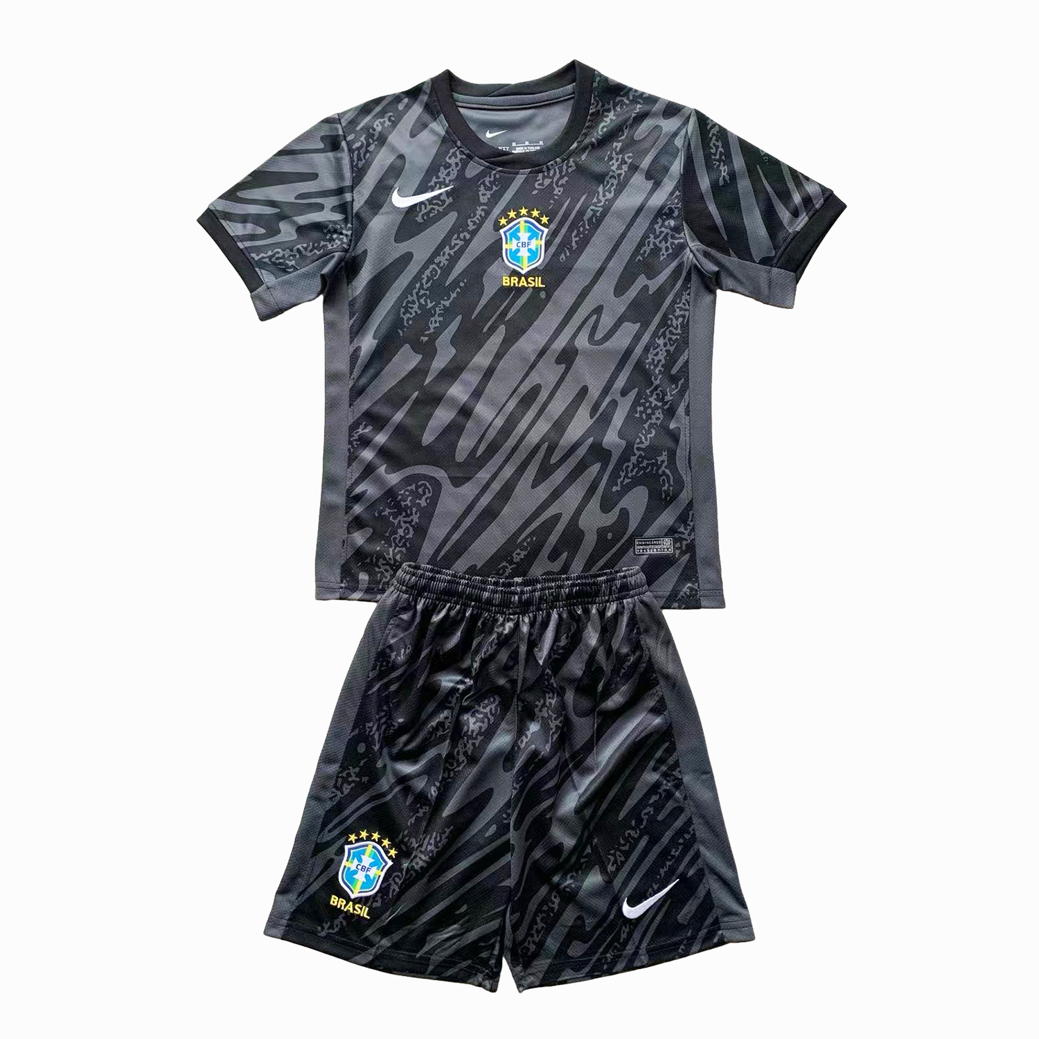 Brazil 2024 Goalkeeper Kids Kit - Black - UnitedFutballJersey