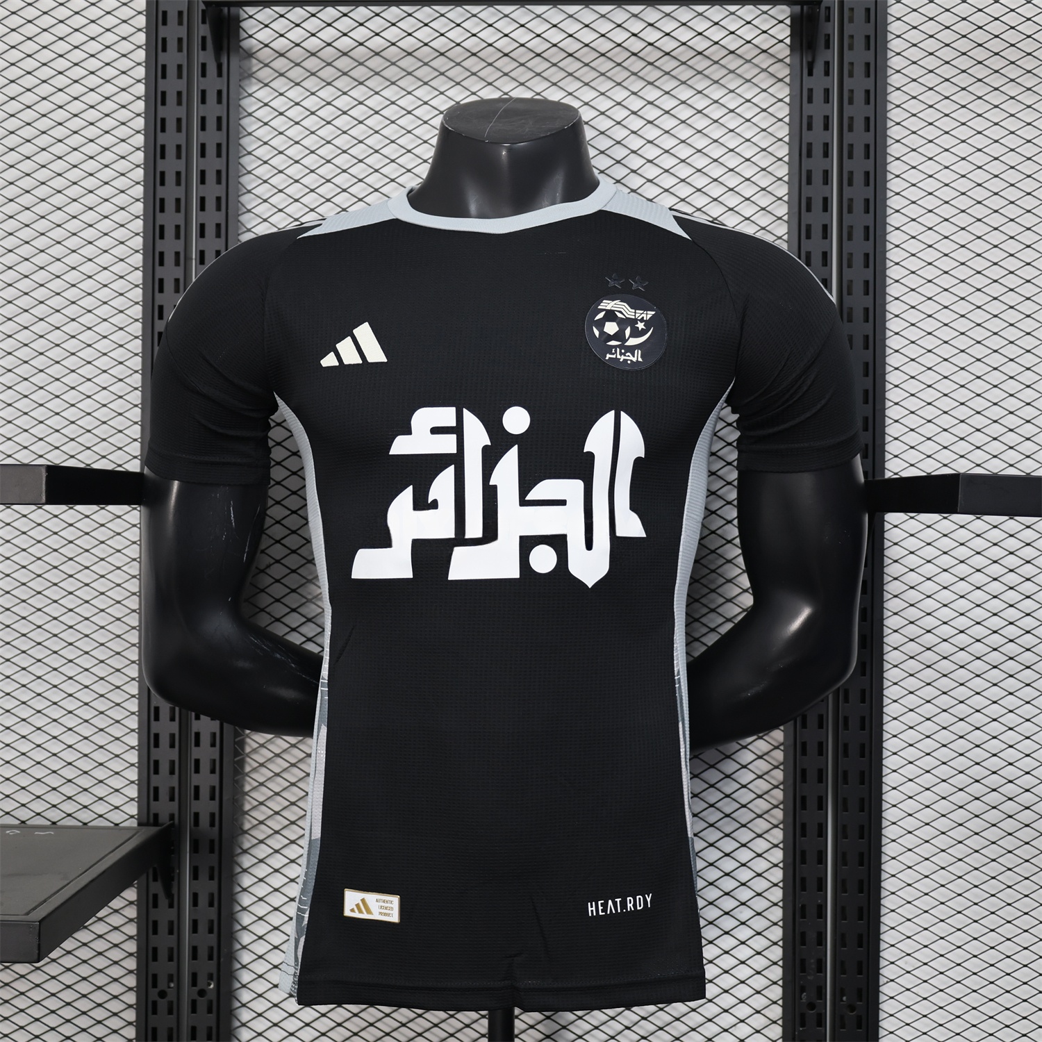 Algeria 25-26 Pure Black with White Chest Text Jersey - Player Version - UnitedFutballJersey
