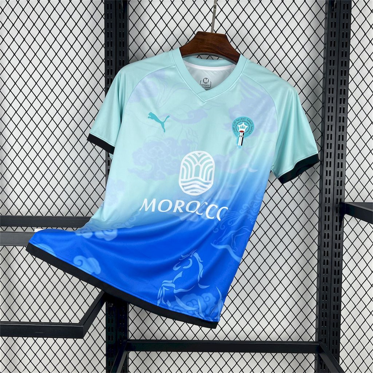 Morocco 25-26 Blue Gradient Auspicious Cloud Pattern Special Jersey - Fans Version - UnitedFutballJersey