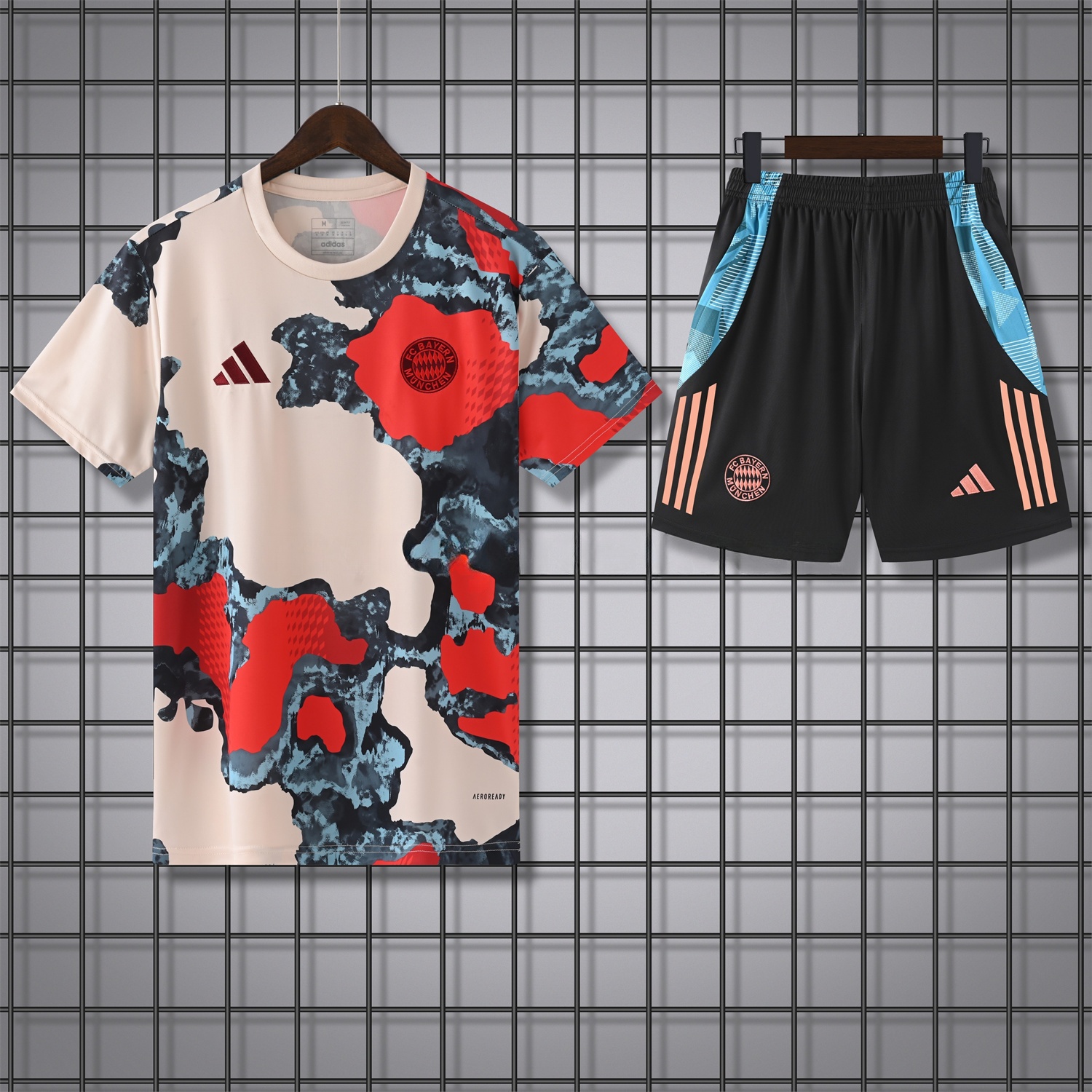 Bayern Munich 24-25 Pre-Match Short-Sleeve Training Set - CamouflageTop & Black Shorts - UnitedFutballJersey