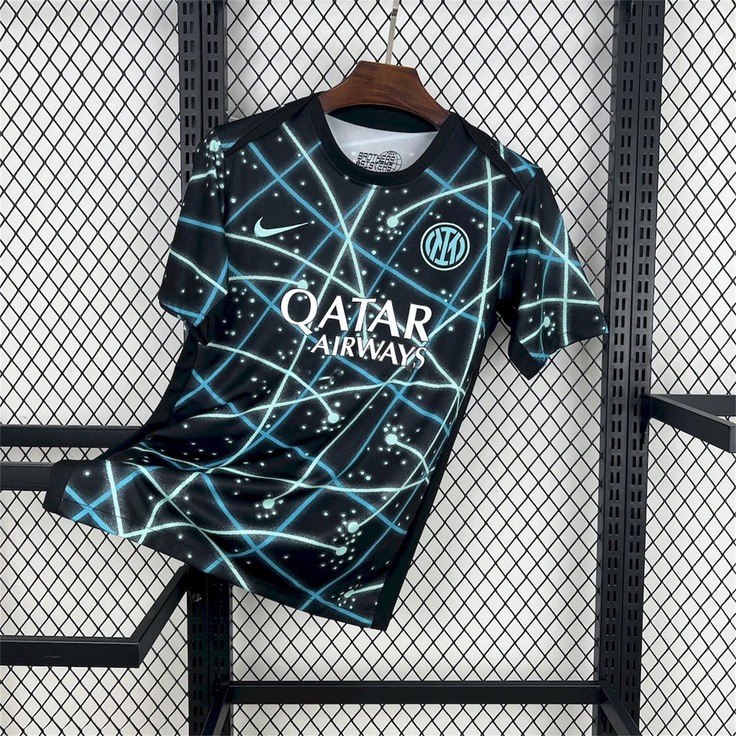 Inter Milan 25-26 Blue Lines Black Pre-Match Training Jersey - Fans Version - UnitedFutballJersey