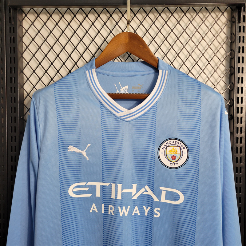 Manchester City 23-24 Home Long Sleeve Jersey - Fans Version - UnitedFutballJersey