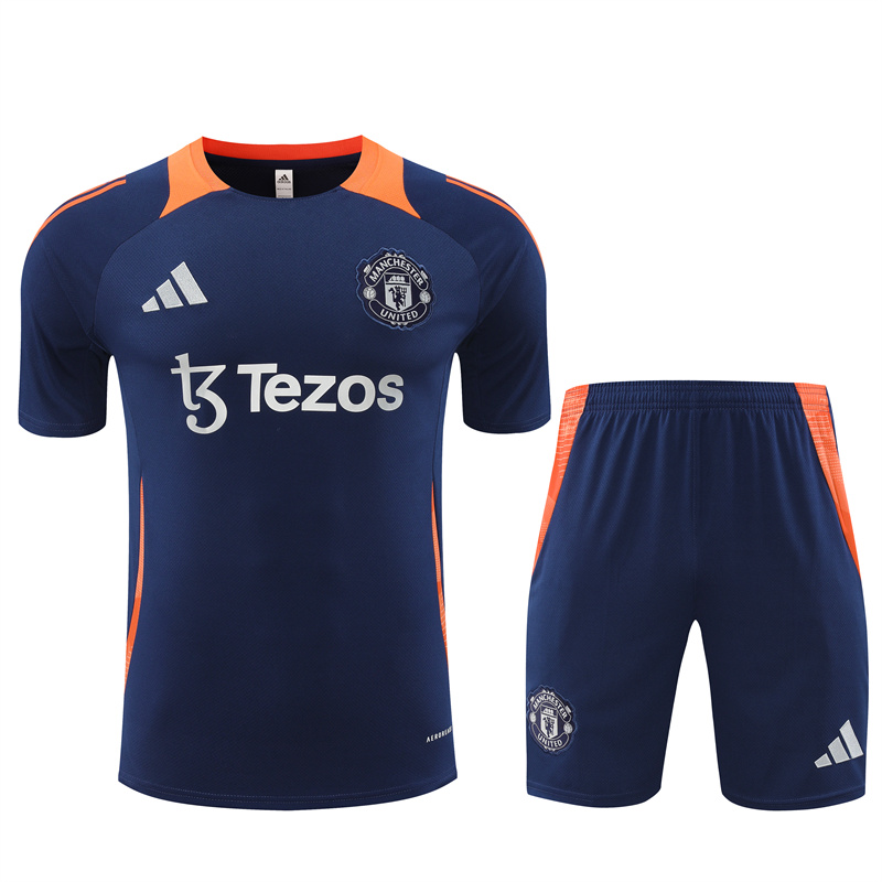 Manchester United 24-25 Short-Sleeve Training Kids Kit - Deep Blue - UnitedFutballJersey