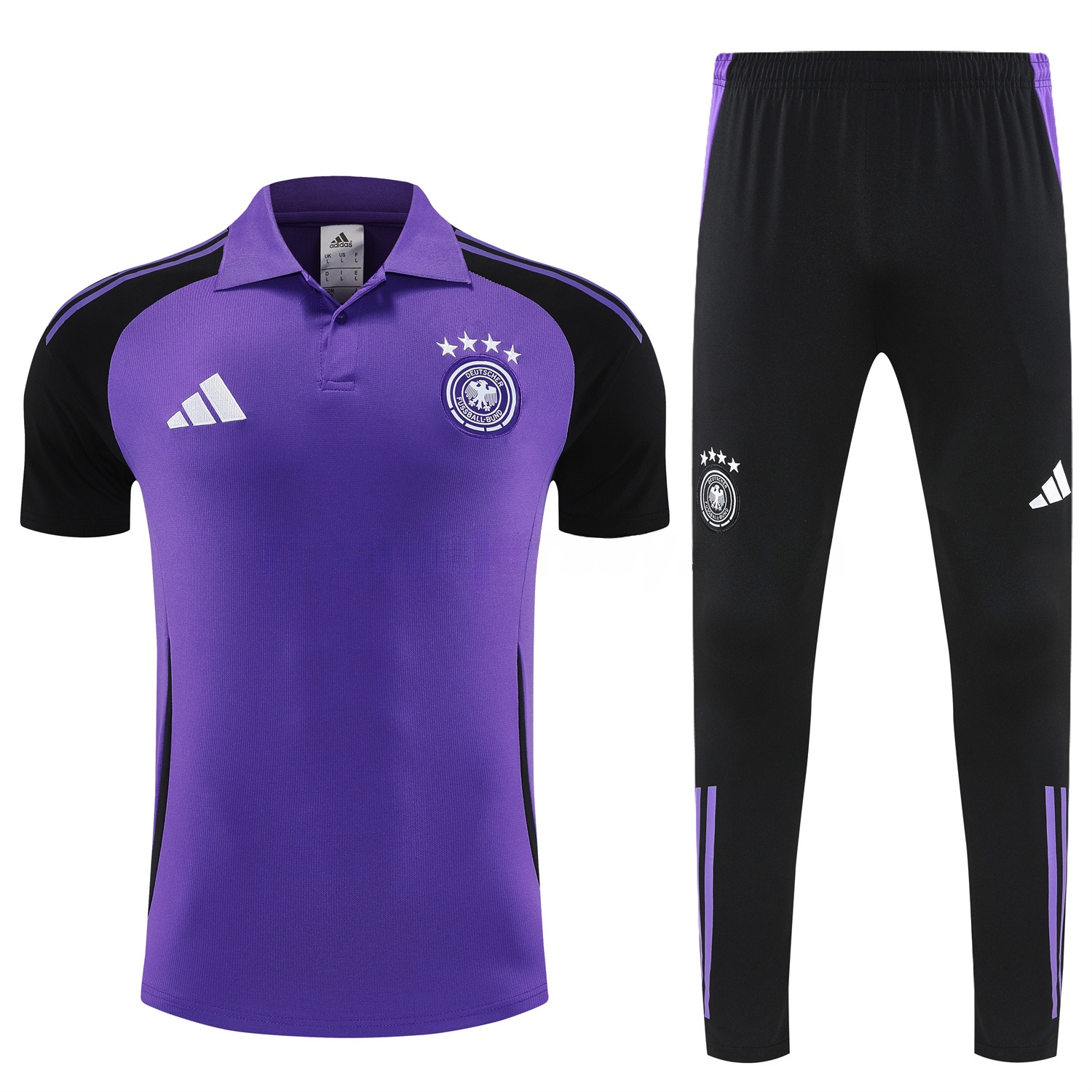 Germany 25-26 POLO Short-Sleeve Training Set - Purple Top Black Pants - UnitedFutballJersey