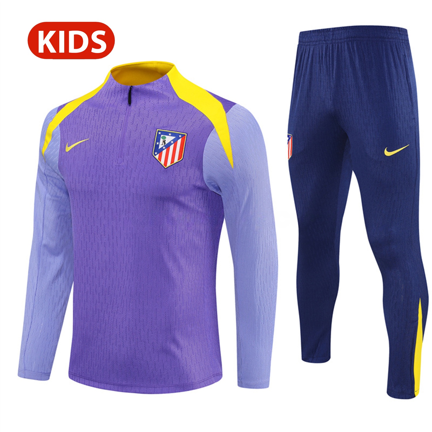 Atletico Madrid 25-26 Kid Long Sleeves Training Set - Purple Top & Purple Pants - UnitedFutballJersey